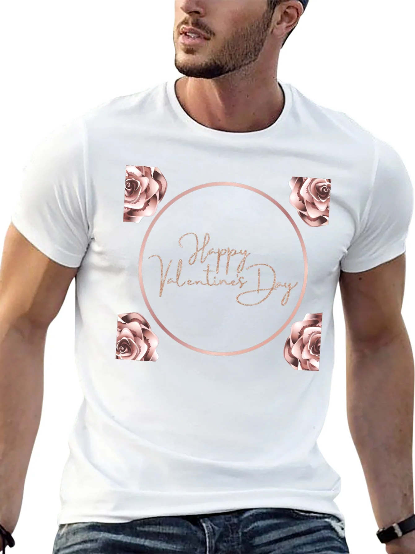 Happy Valentines Day Rose T-Shirt - Black
