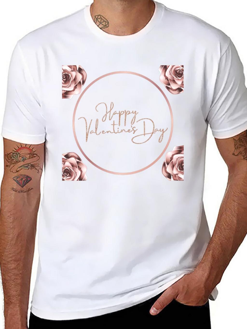 Happy Valentines Day Rose T-Shirt - Black
