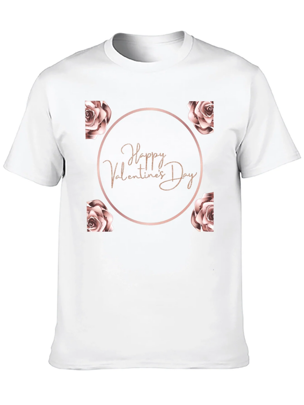 Happy Valentines Day Rose T-Shirt - Black