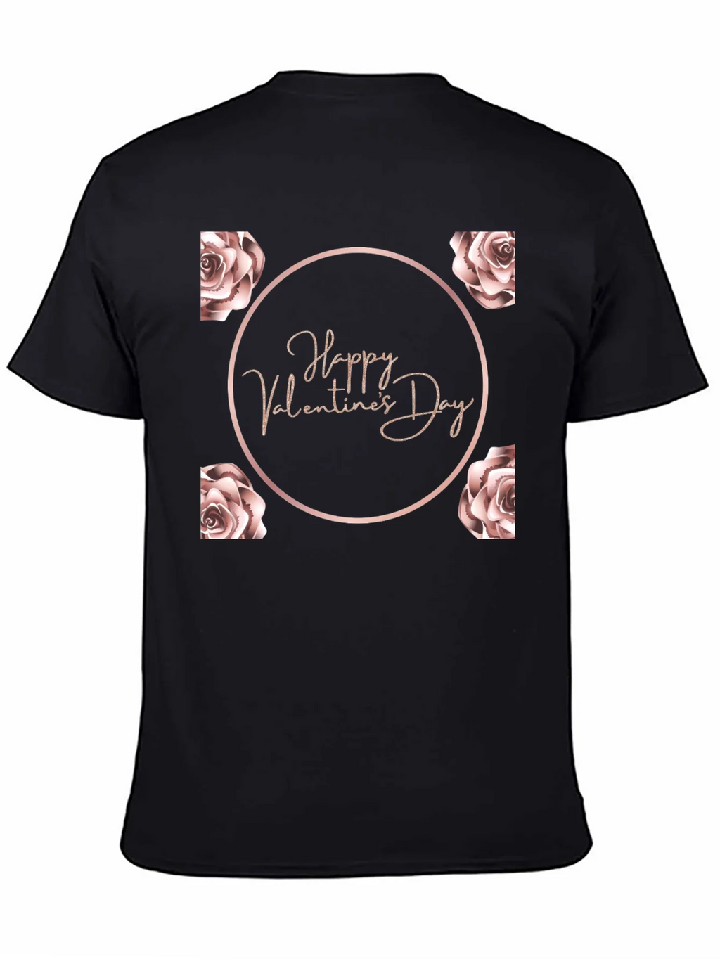 Happy Valentines Day Rose T-Shirt - Black
