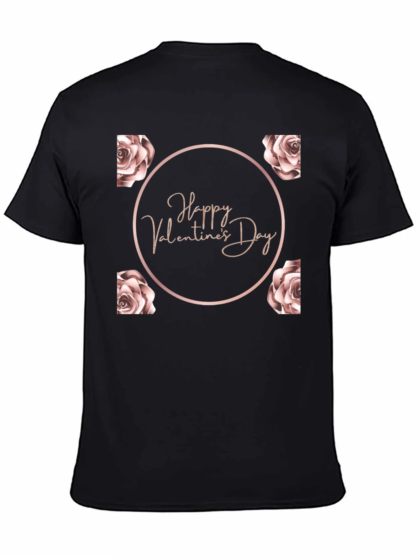 Happy Valentines Day Rose T-Shirt - Black