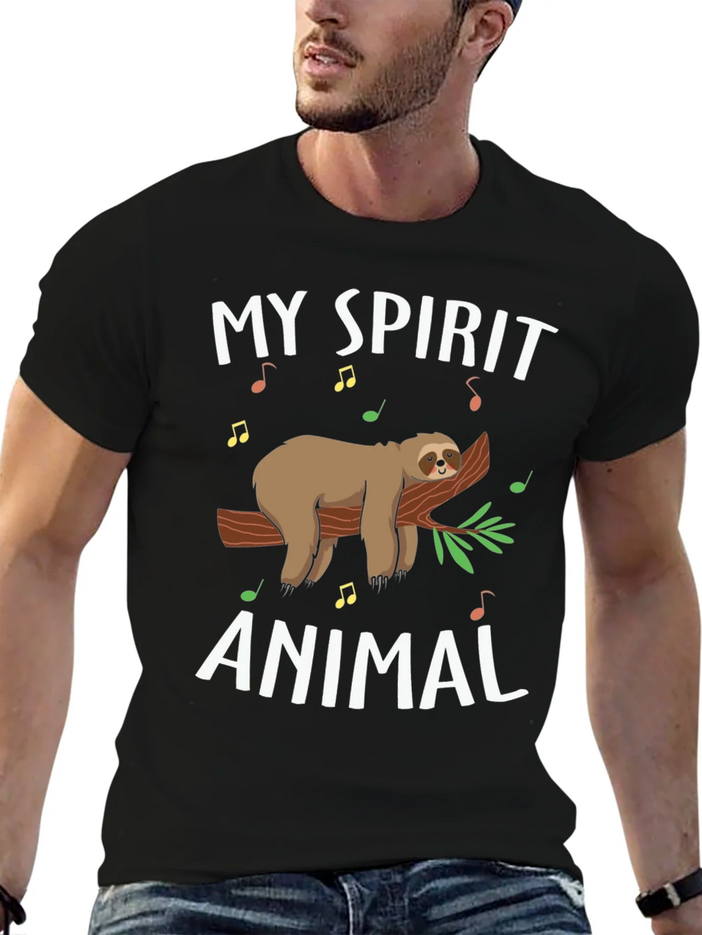 My Spirit Animal Sloth T-Shirt Black Graphic Tee