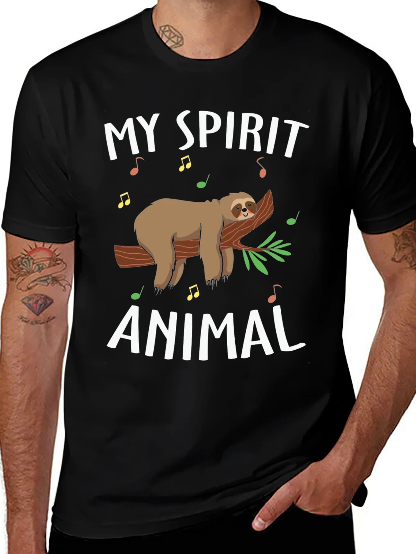 My Spirit Animal Sloth T-Shirt Black Graphic Tee
