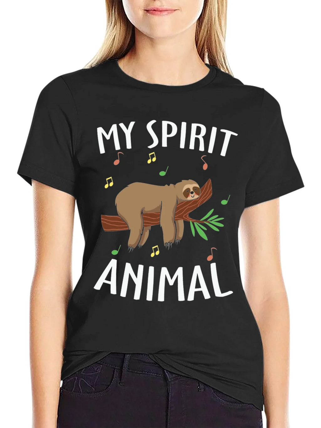 My Spirit Animal Sloth T-Shirt Black Graphic Tee