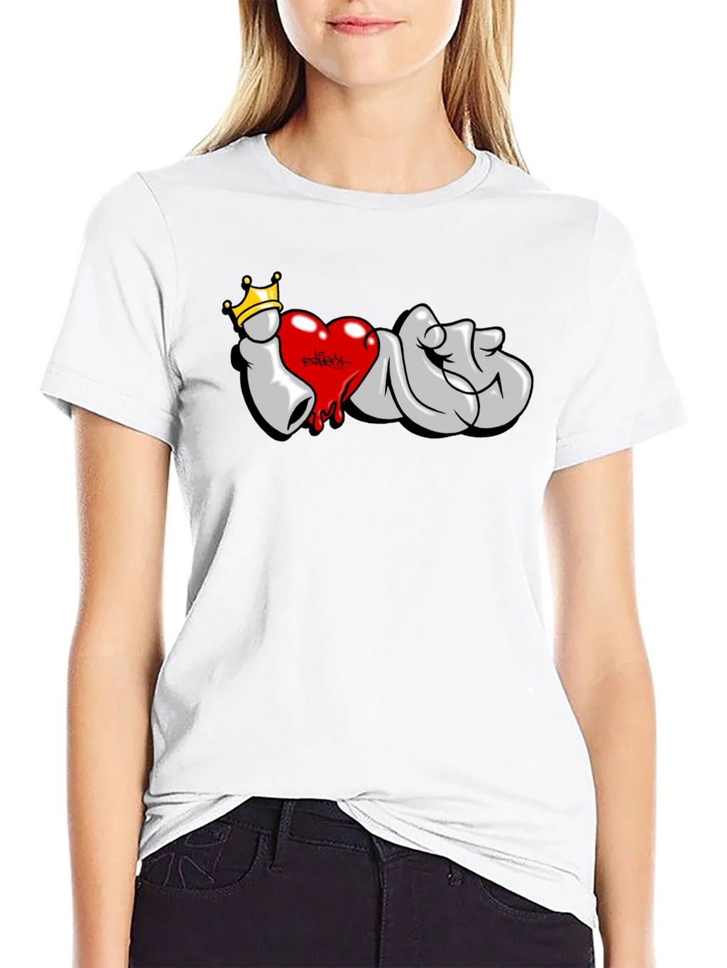 I Love T-Shirt: Graffiti Crown Heart Design