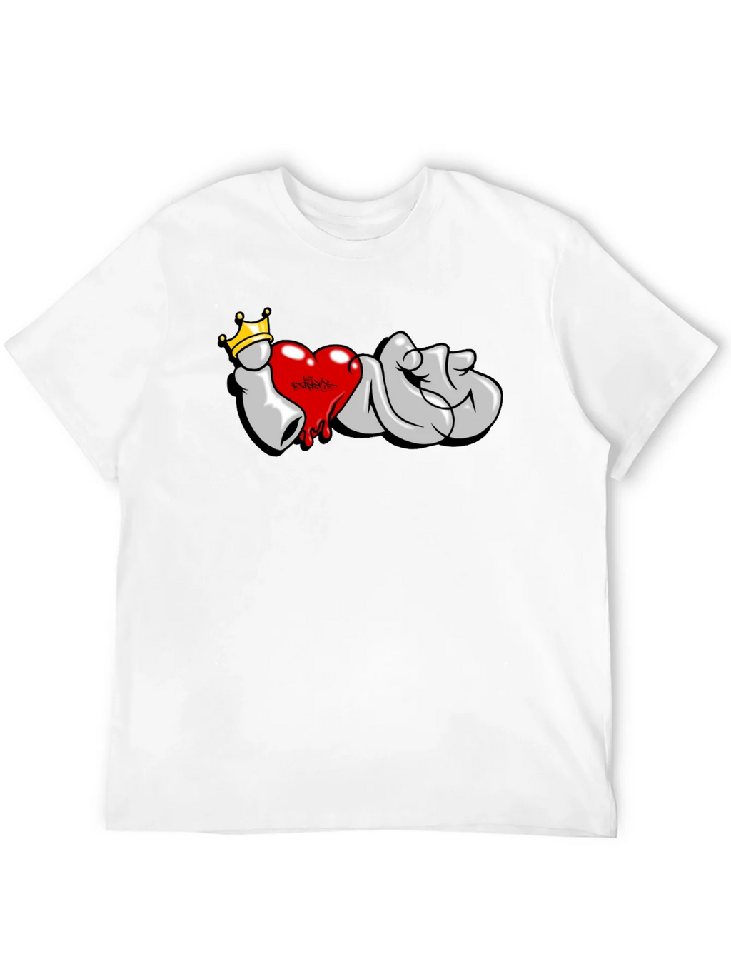 I Love T-Shirt: Graffiti Crown Heart Design