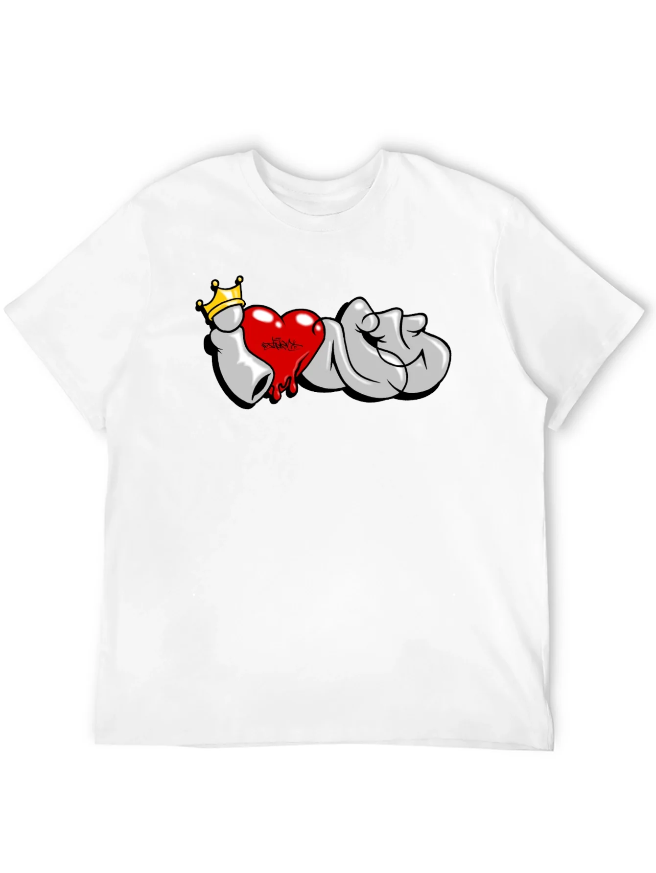 I Love T-Shirt: Graffiti Crown Heart Design