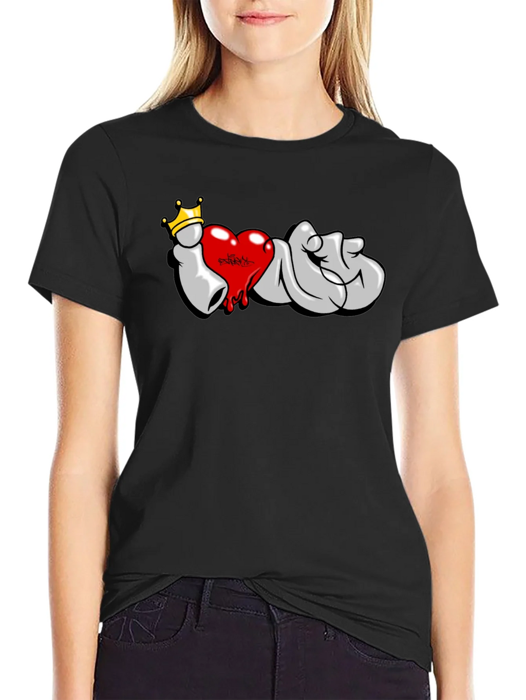I Love T-Shirt: Graffiti Crown Heart Design