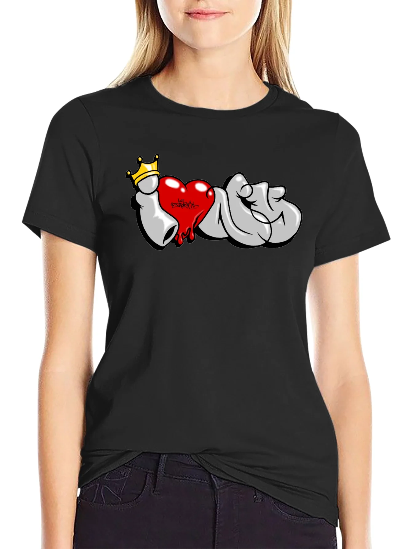 I Love T-Shirt: Graffiti Crown Heart Design