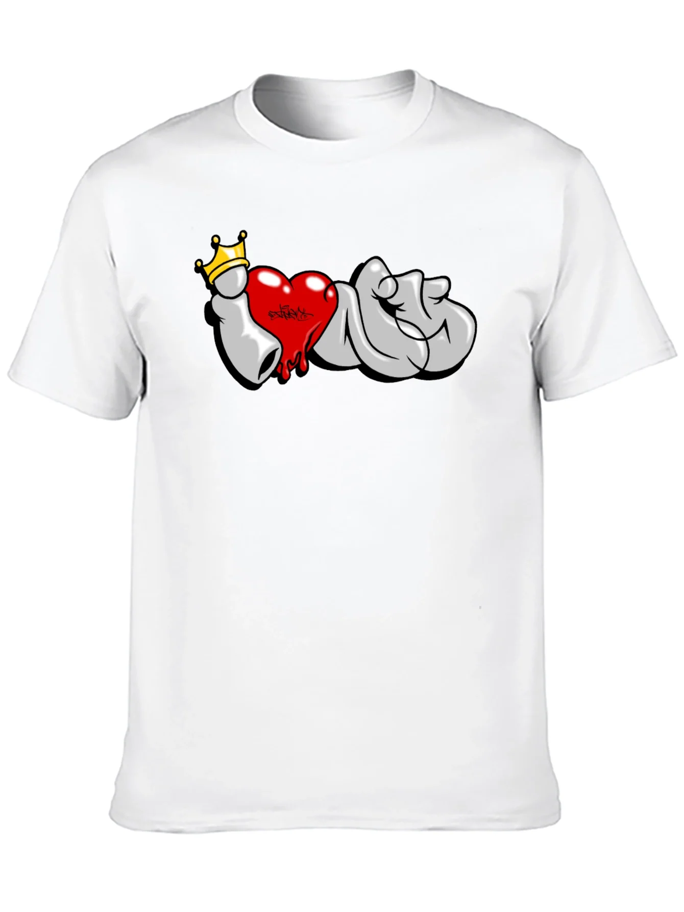 I Love T-Shirt: Graffiti Crown Heart Design