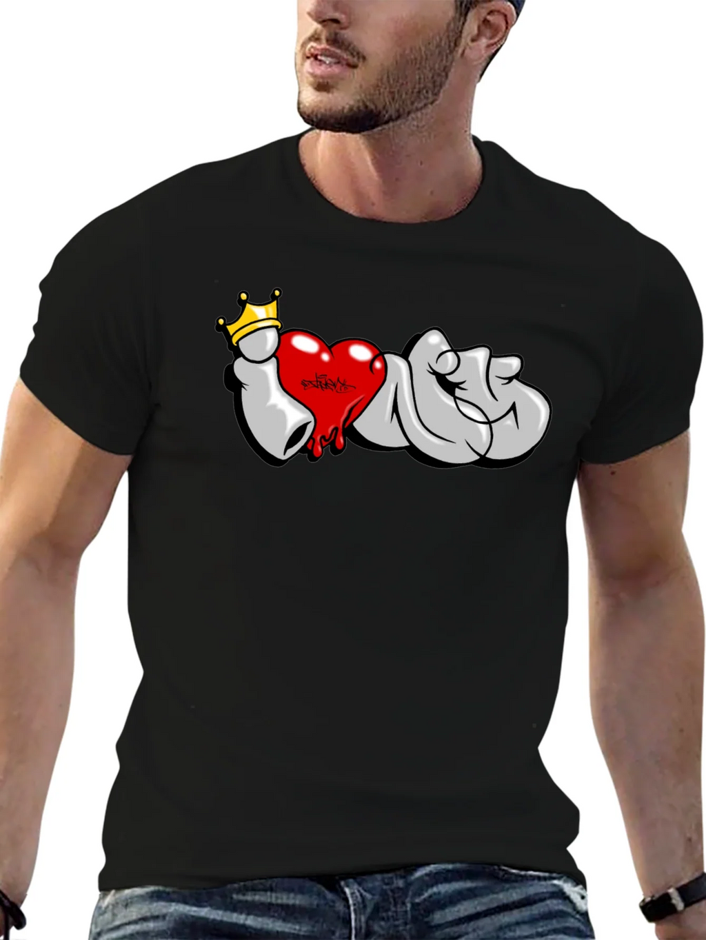 I Love T-Shirt: Graffiti Crown Heart Design