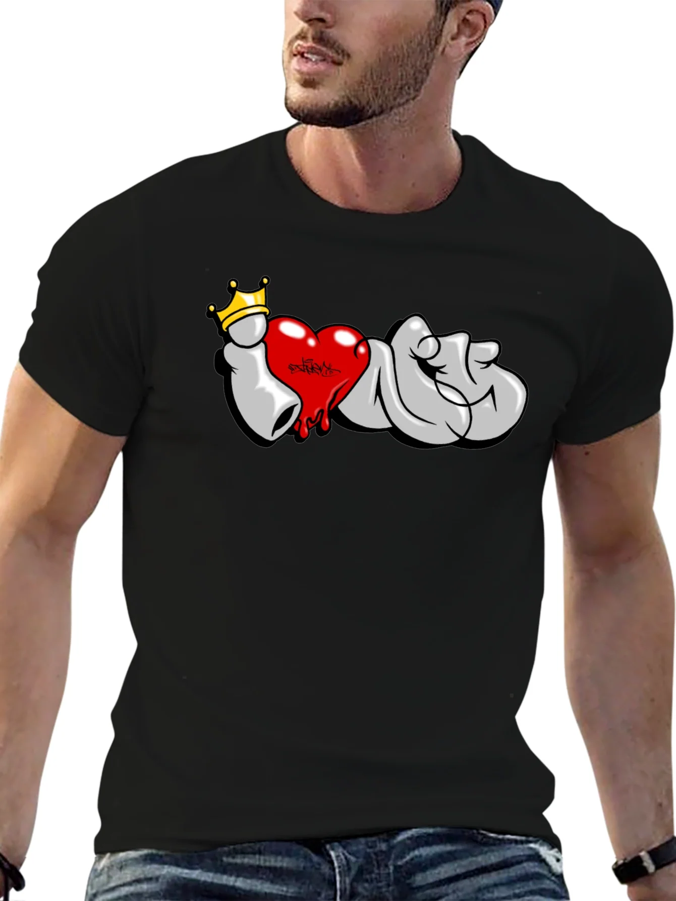 I Love T-Shirt: Graffiti Crown Heart Design