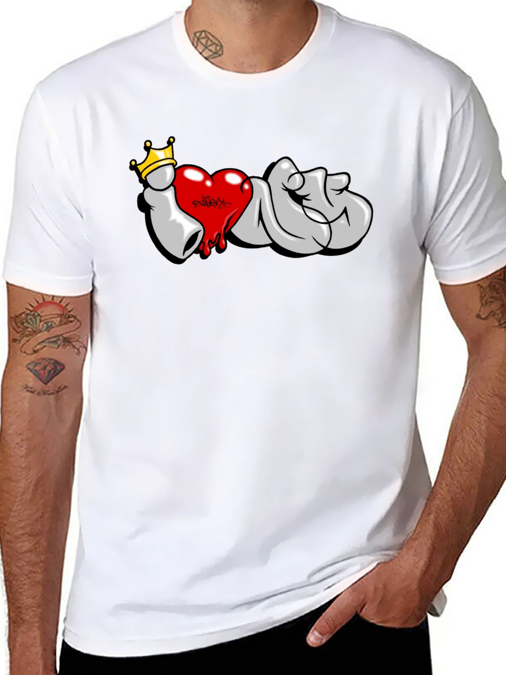 I Love T-Shirt: Graffiti Crown Heart Design