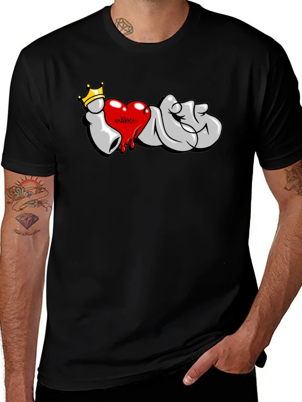 I Love T-Shirt: Graffiti Crown Heart Design