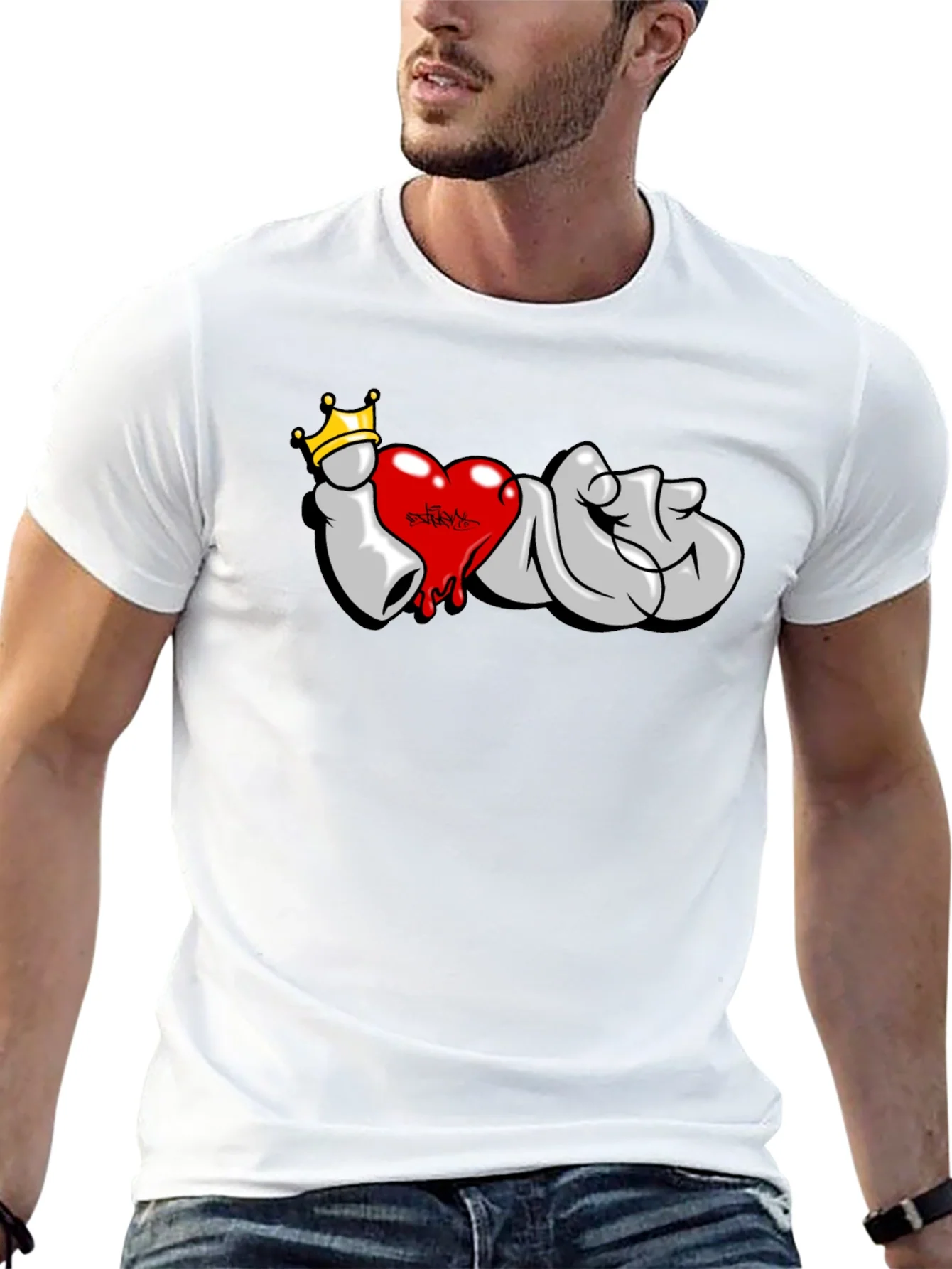 I Love T-Shirt: Graffiti Crown Heart Design