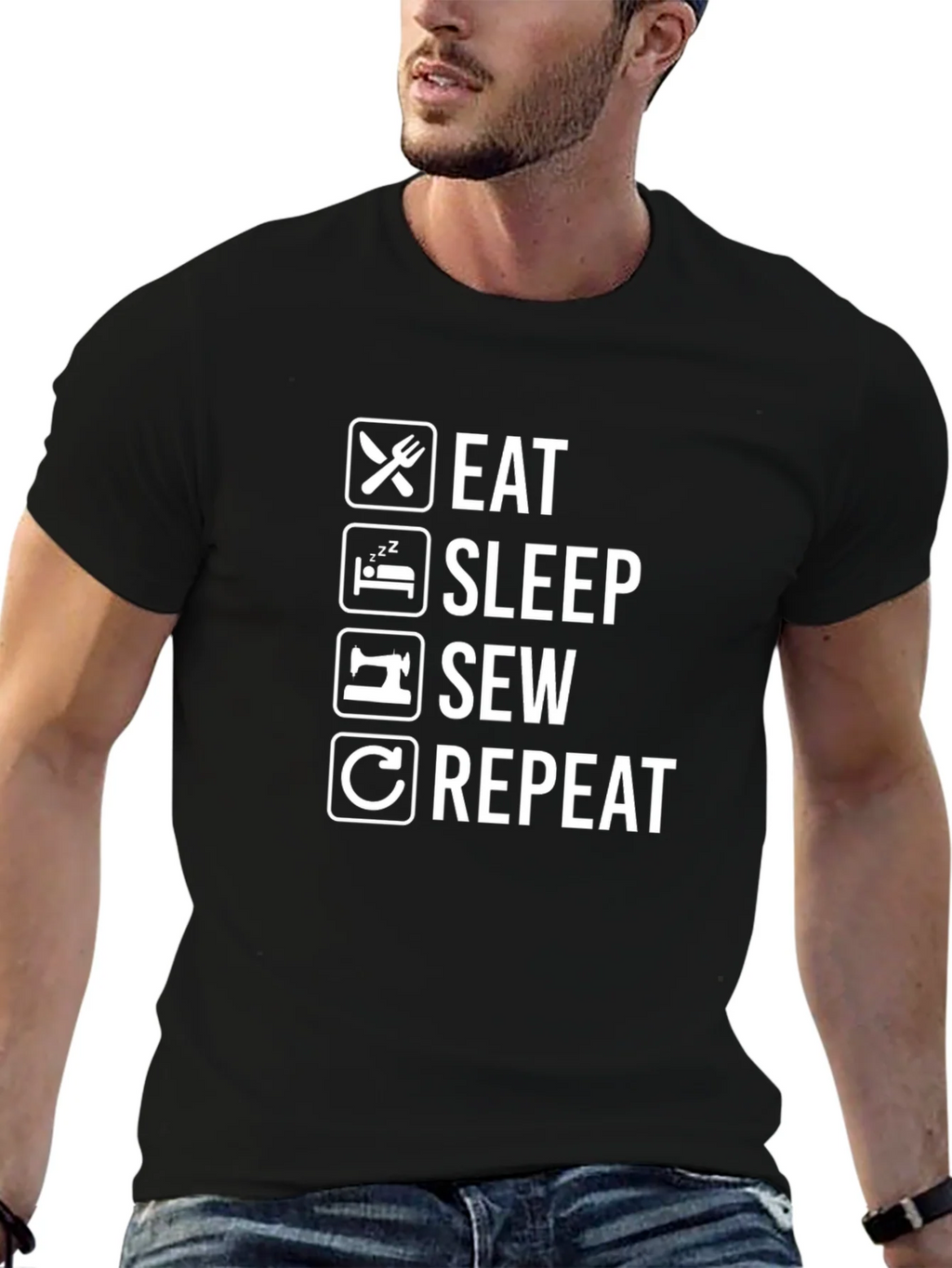 Eat Sleep Sew Repeat Graphic Tee