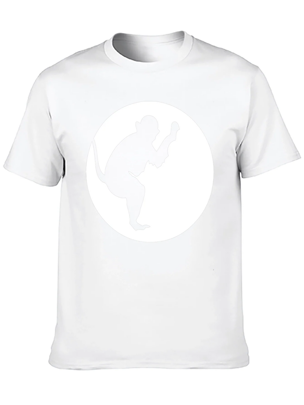 Monkey Silhouette Graphic Tee - Black Cotton Casual