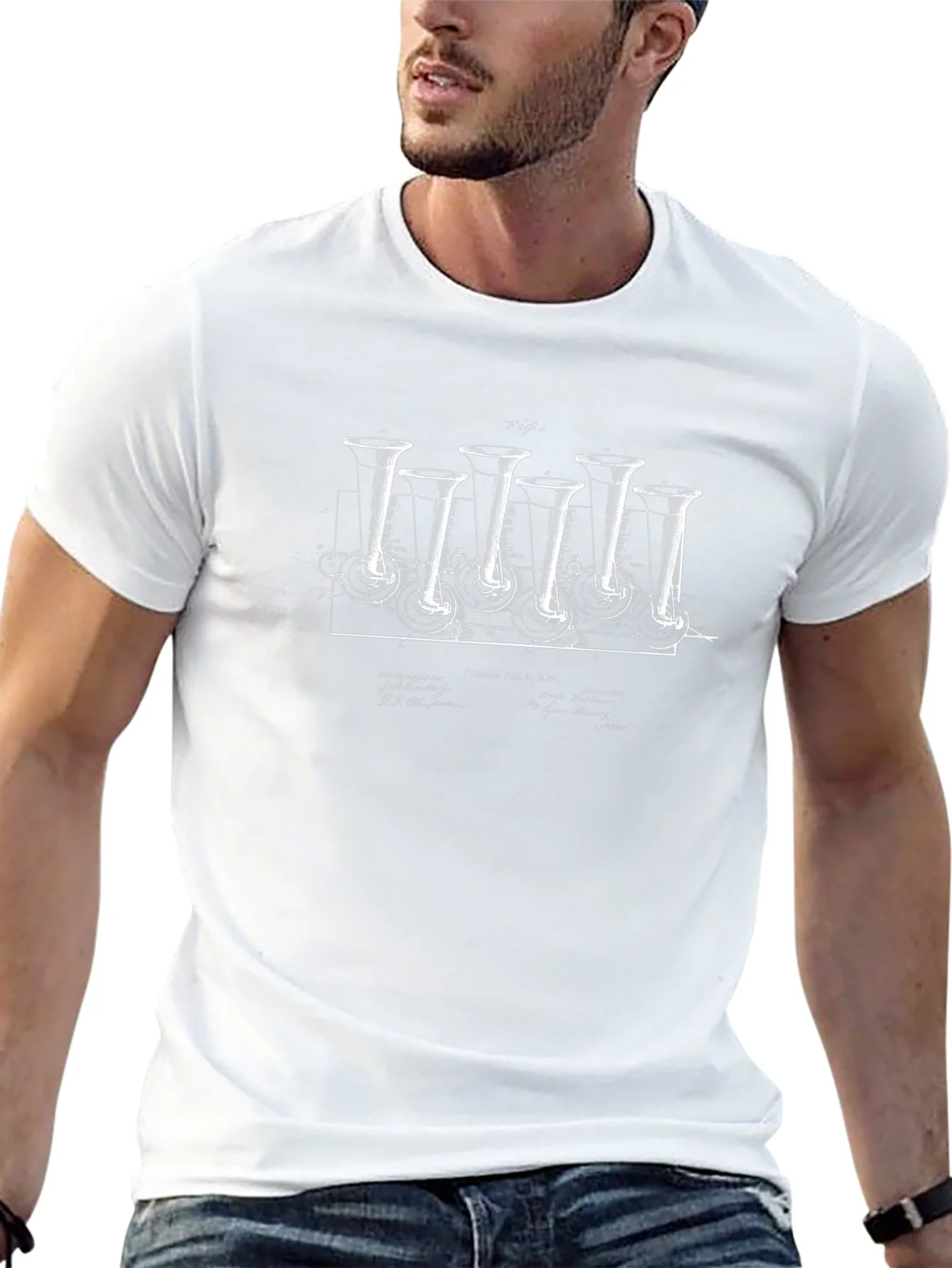 Vintage Phonograph Patent Print Graphic Tee