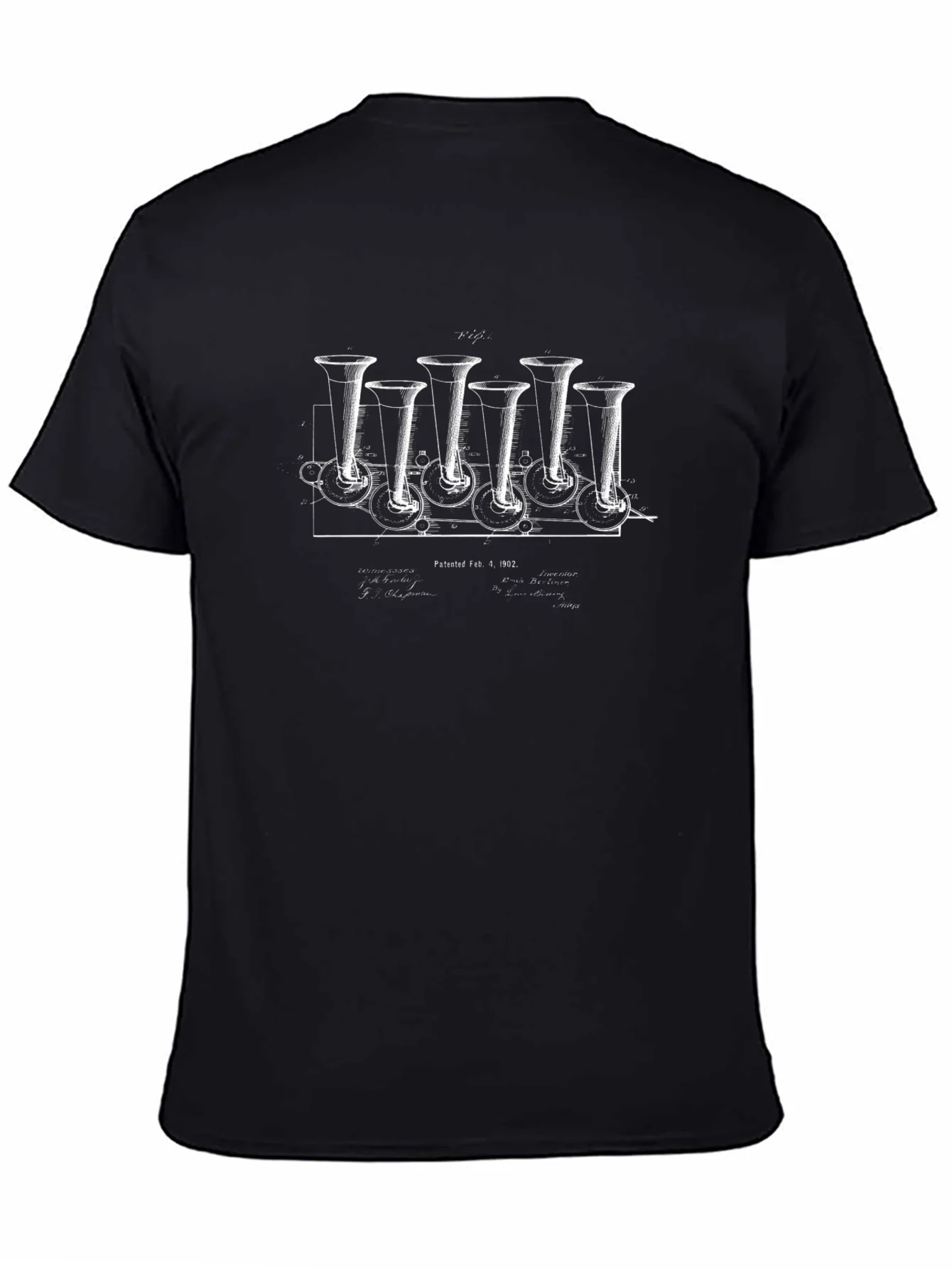 Vintage Phonograph Patent Print Graphic Tee