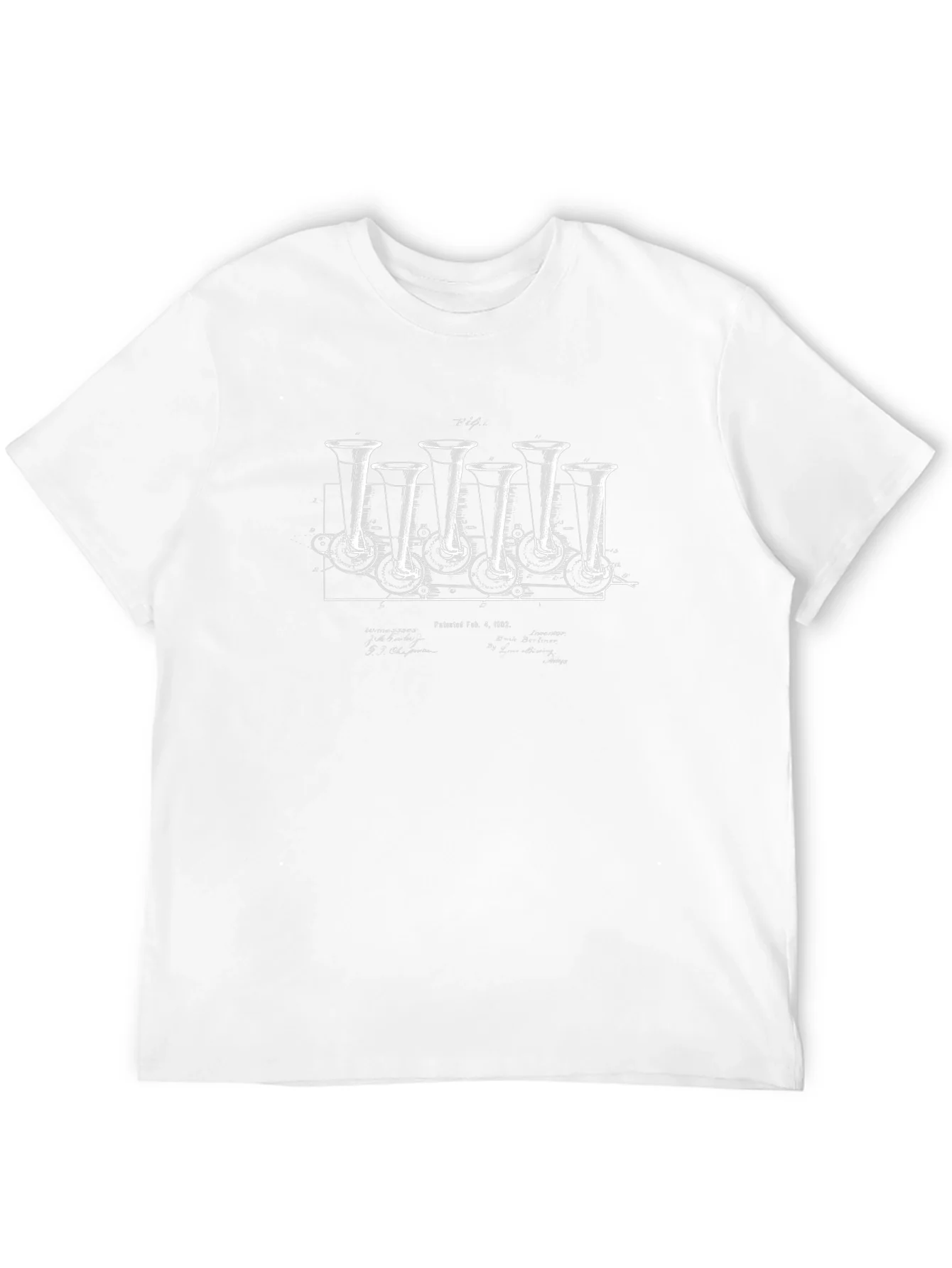 Vintage Phonograph Patent Print Graphic Tee