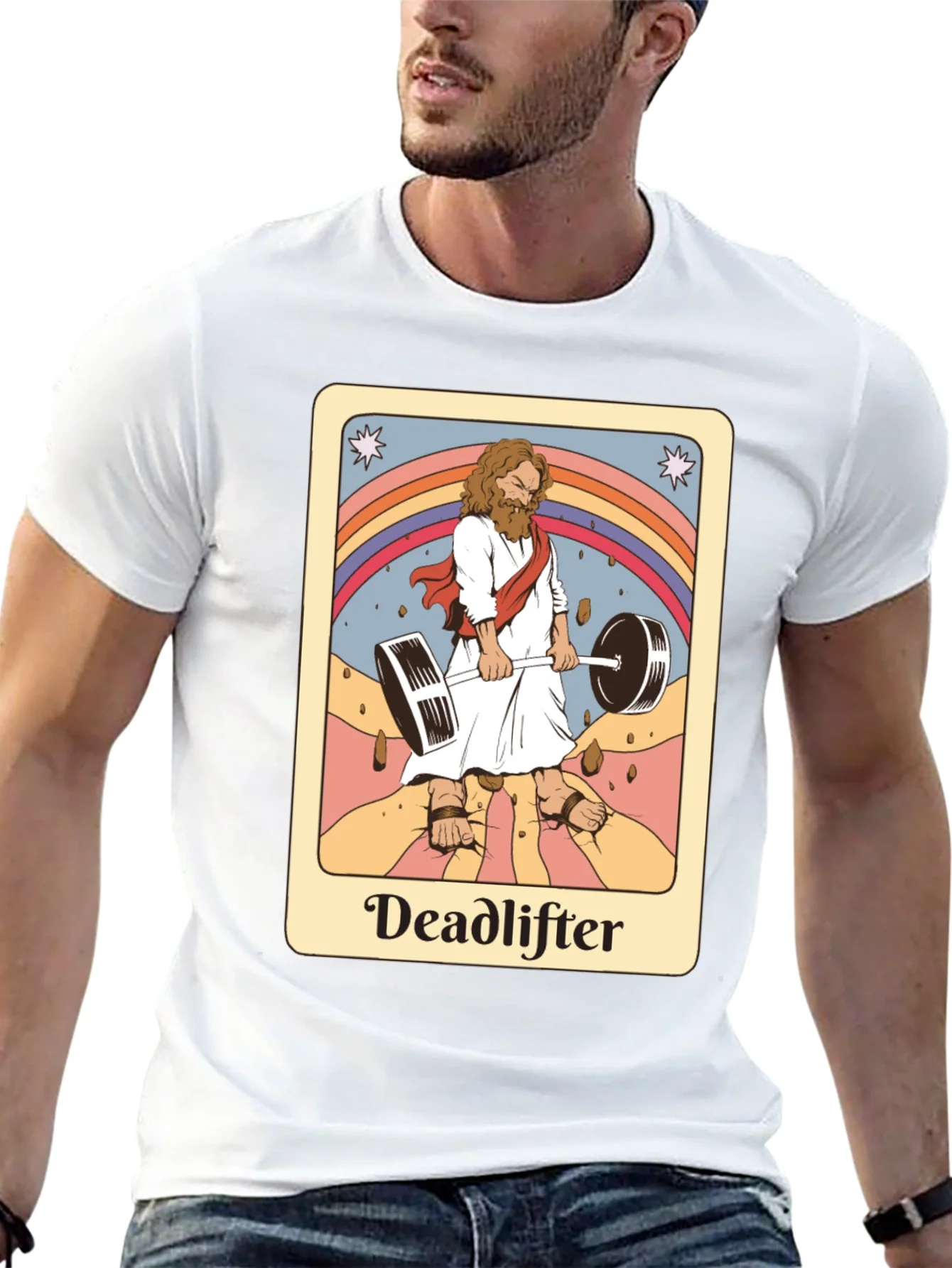 Deadlifter Graphic Tee - Jesus Weightlifting T-Shirt