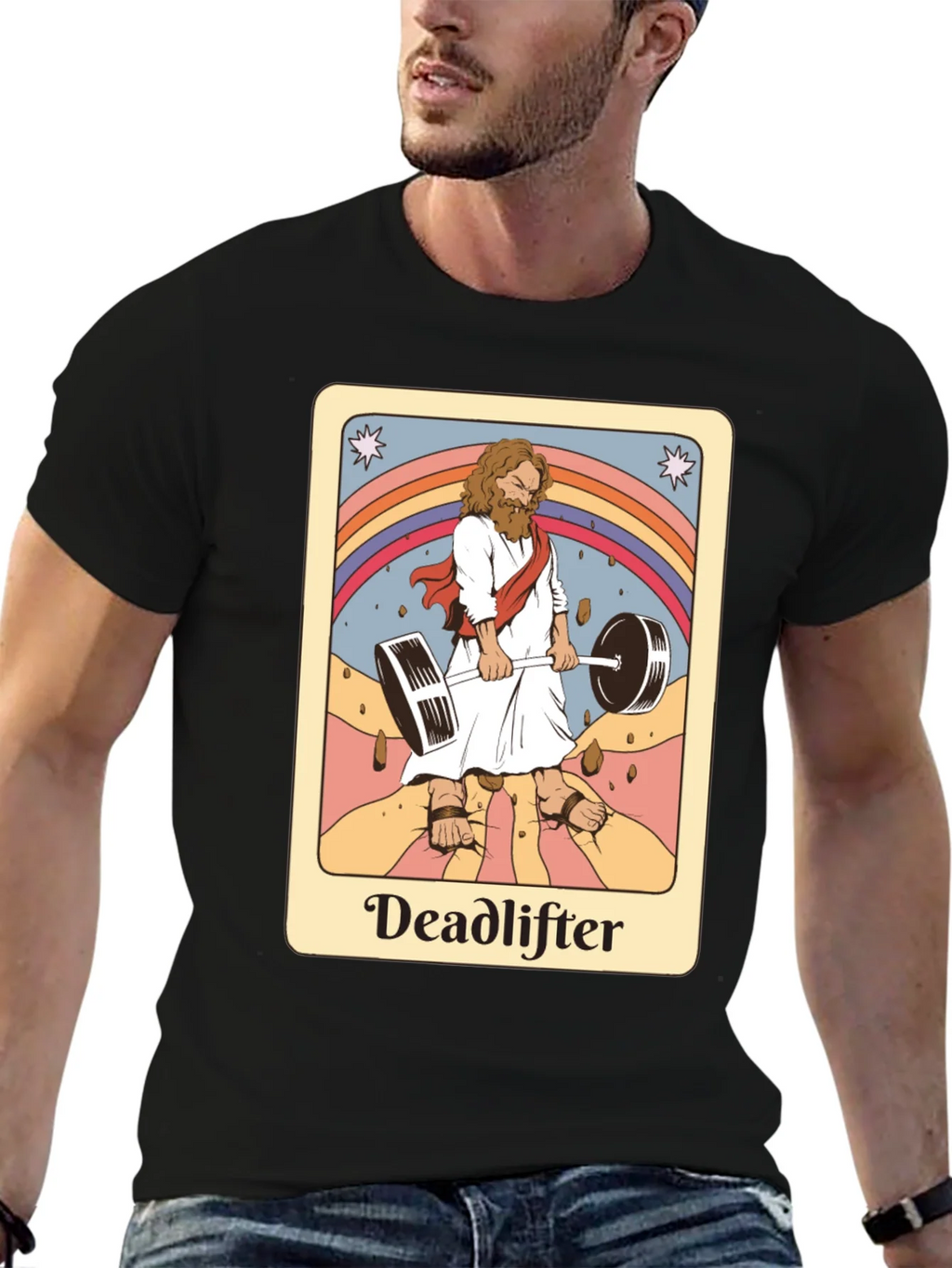 Deadlifter Graphic Tee - Jesus Weightlifting T-Shirt