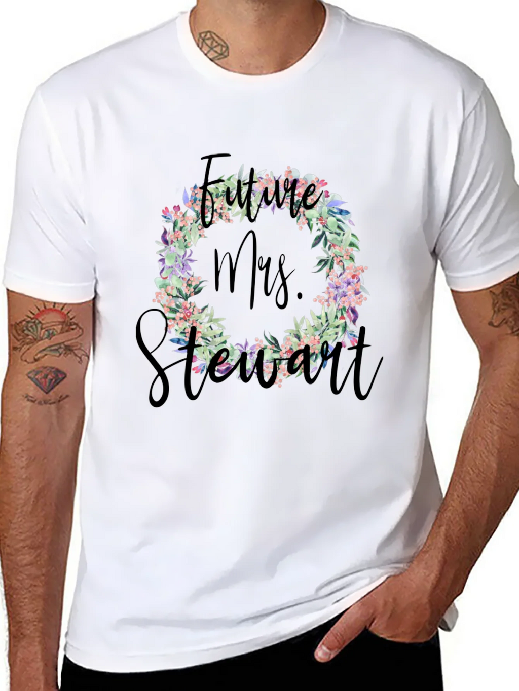 Future Mrs. Stewart Floral Wreath T-Shirt