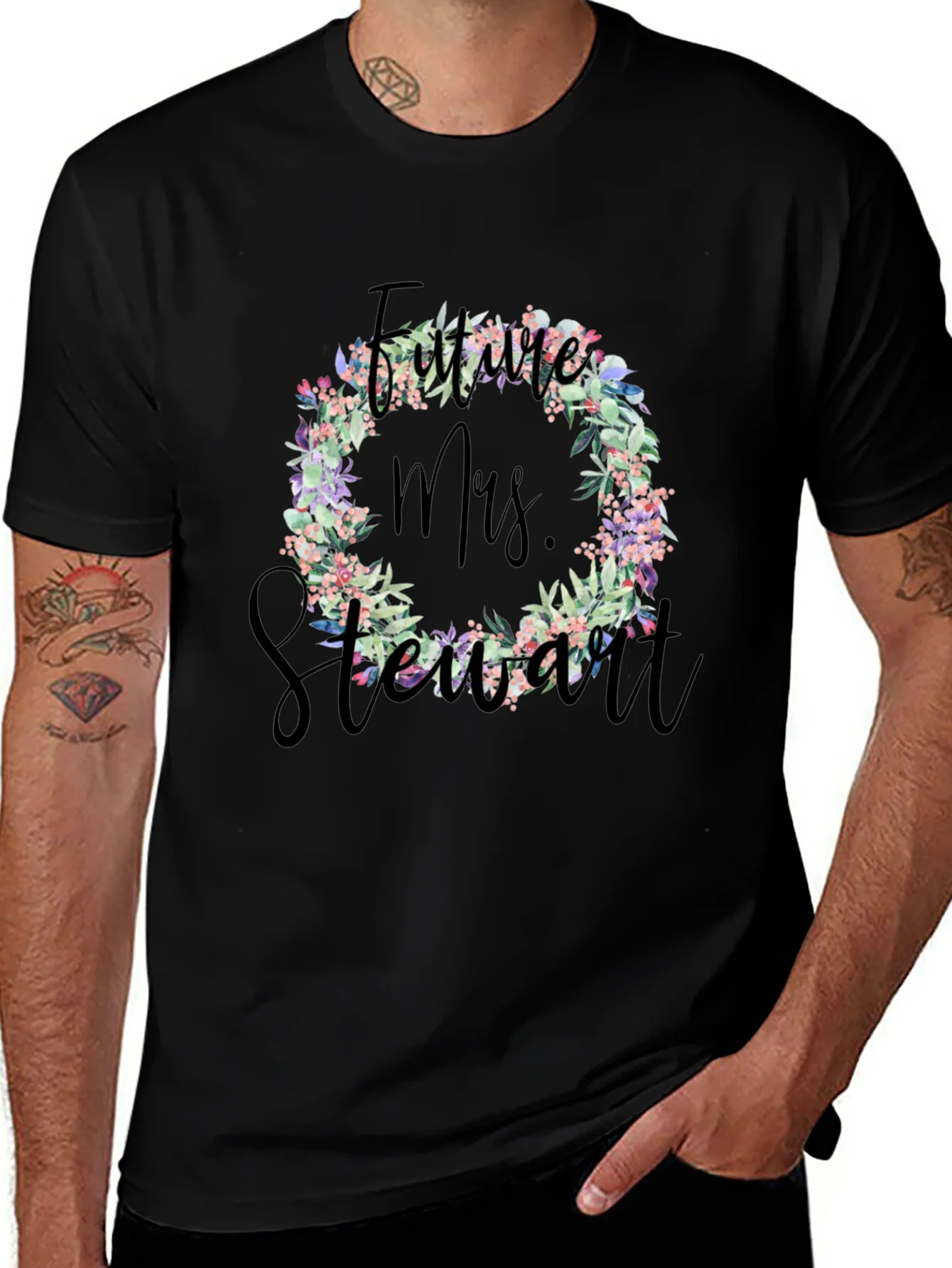 Future Mrs. Stewart Floral Wreath T-Shirt