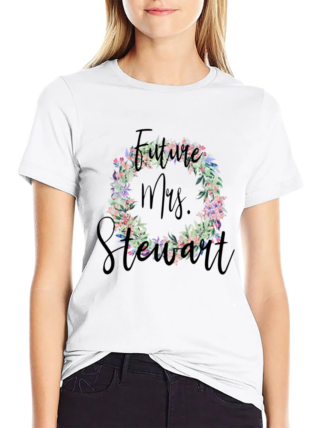 Future Mrs. Stewart Floral Wreath T-Shirt