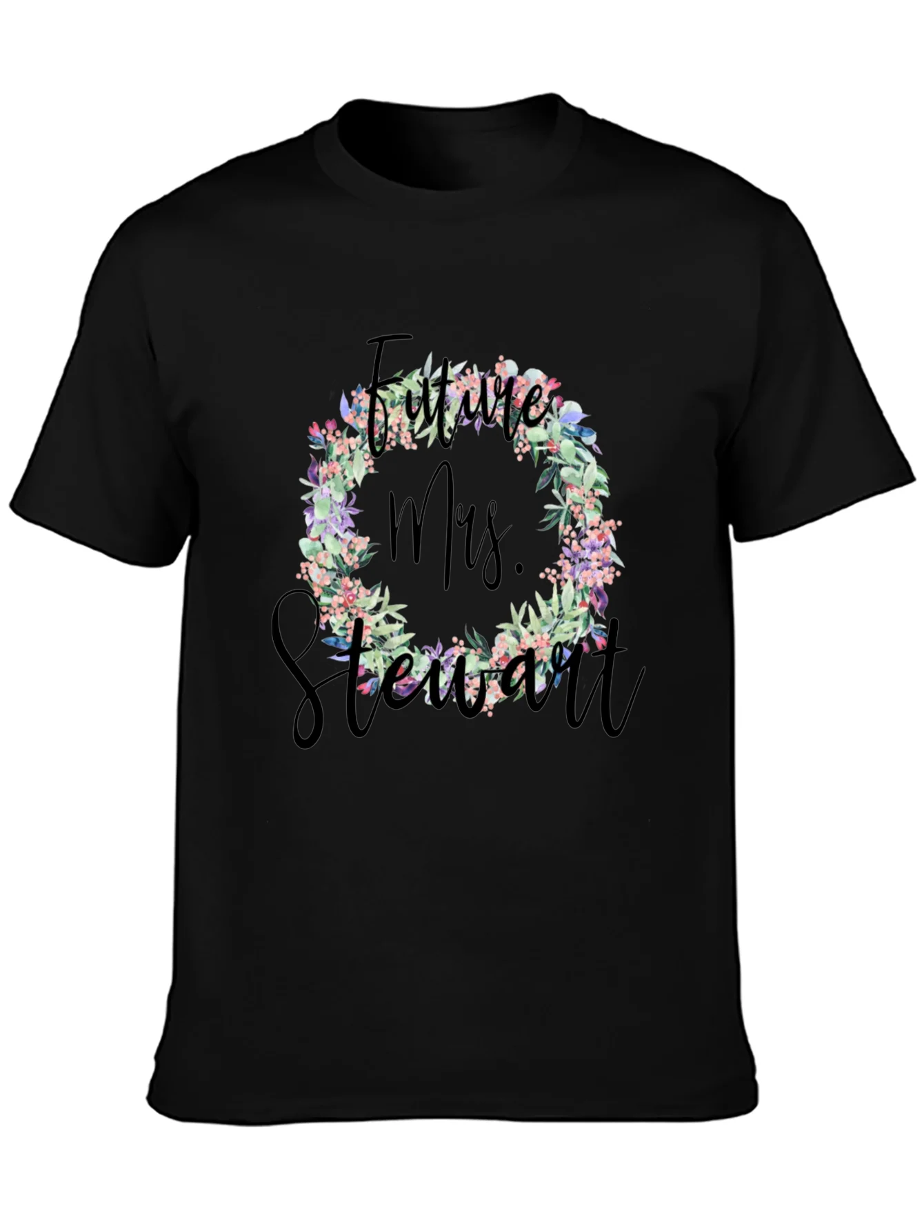 Future Mrs. Stewart Floral Wreath T-Shirt