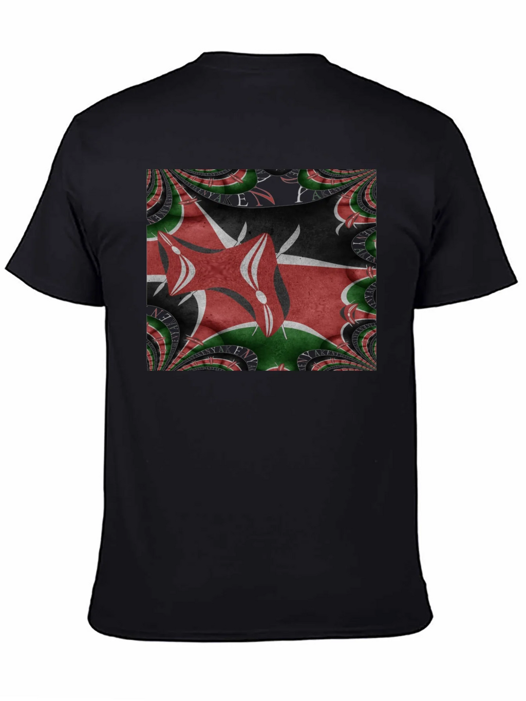 Kenya Flag Fractal T-Shirt - Black