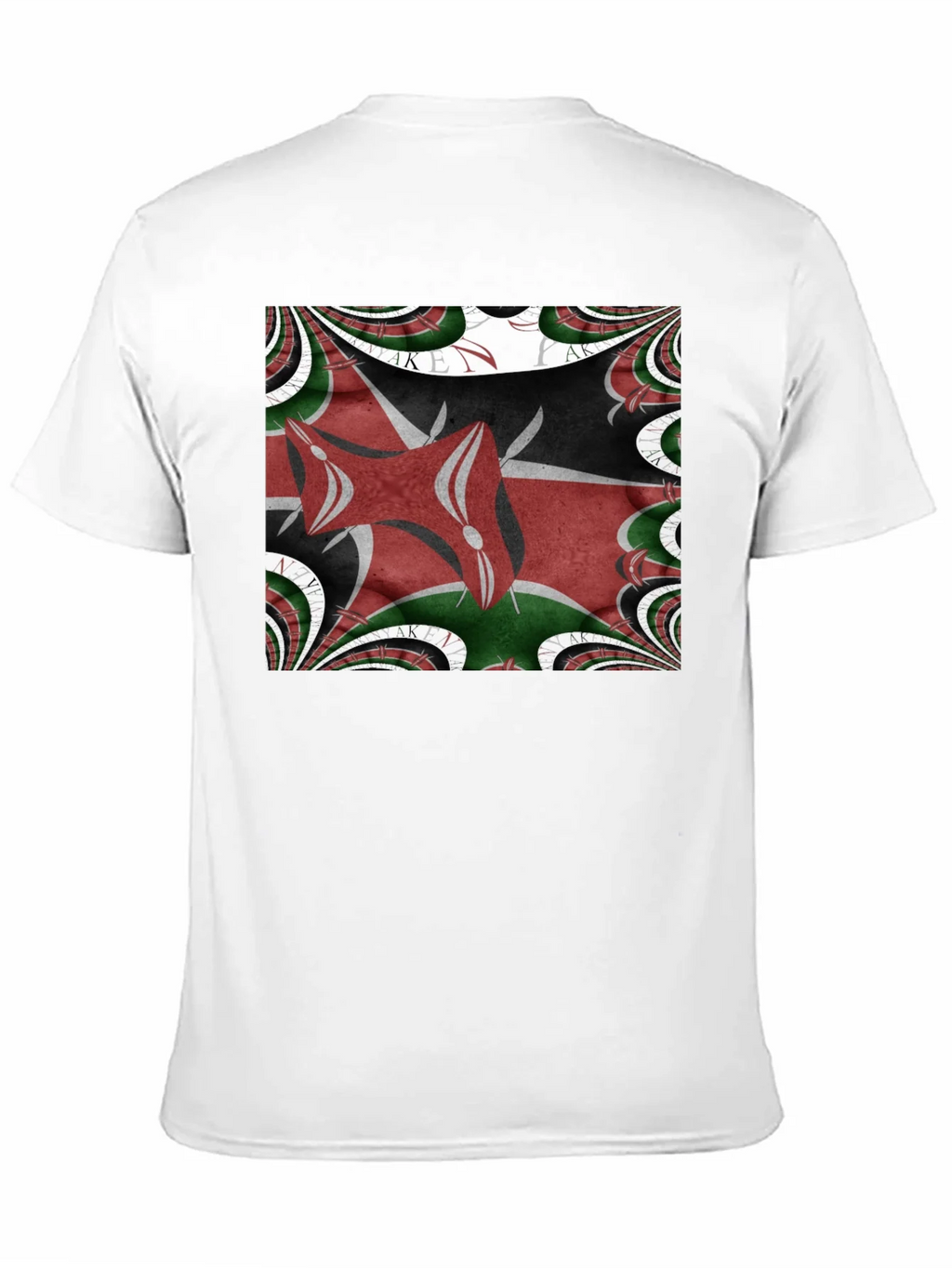 Kenya Flag Fractal T-Shirt - Black