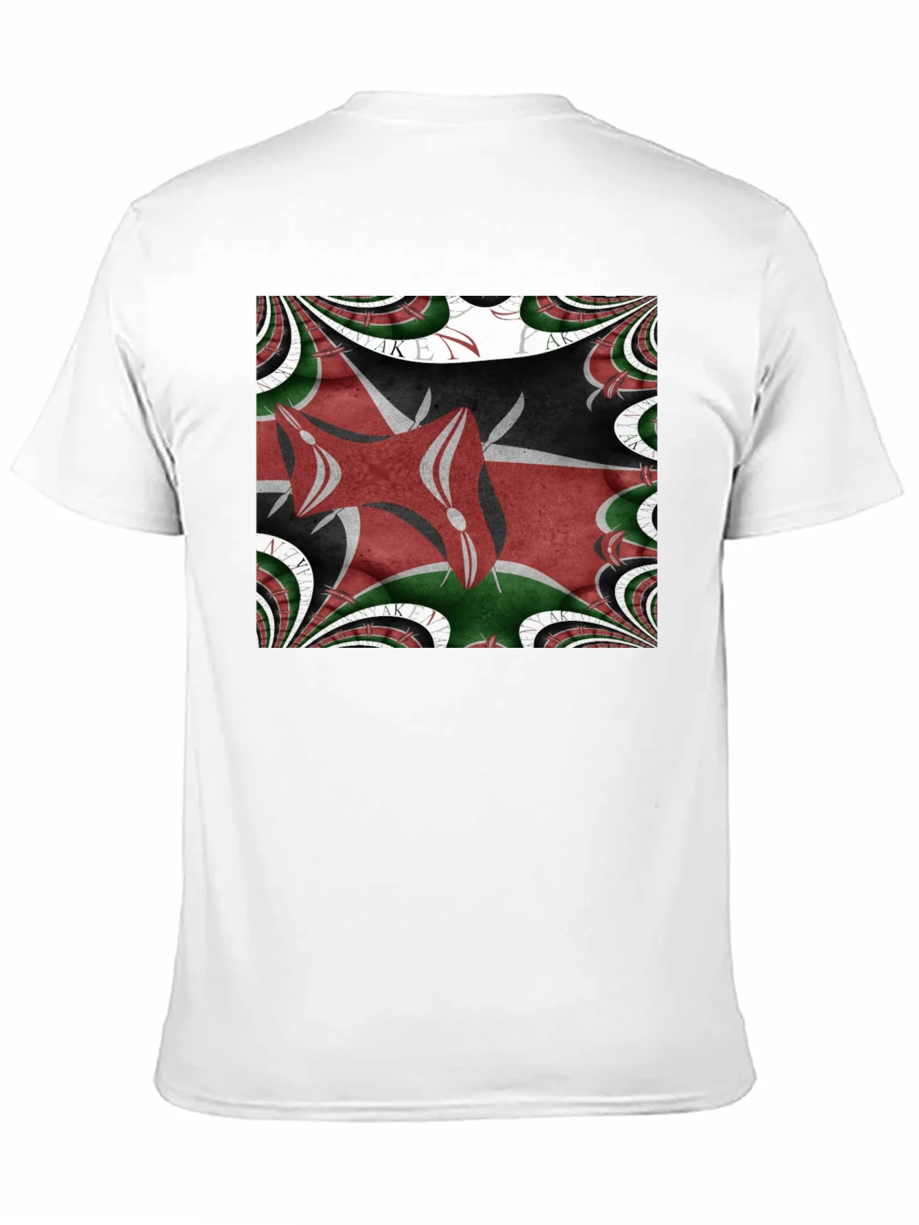 Kenya Flag Fractal T-Shirt - Black
