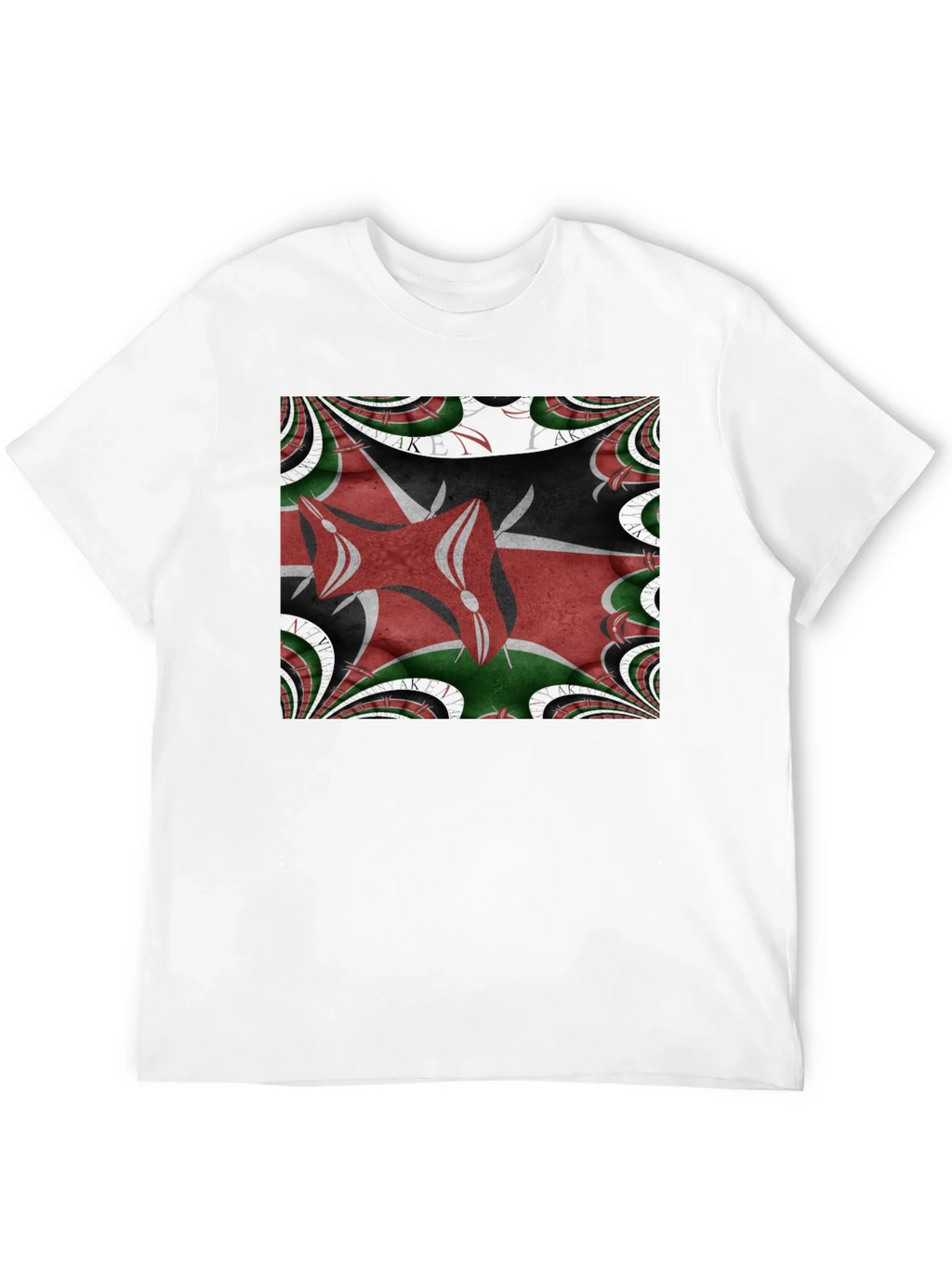 Kenya Flag Fractal T-Shirt - Black