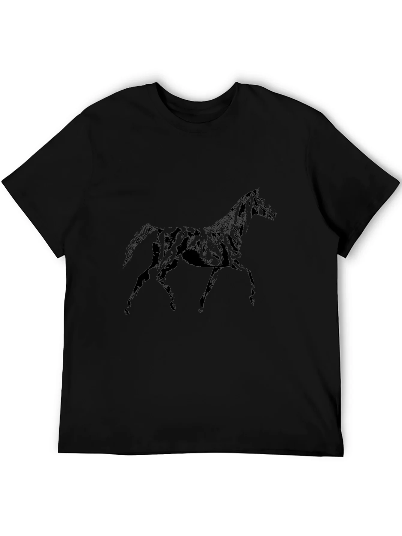 Black Horse Graphic T-Shirt - Mens Casual Tee