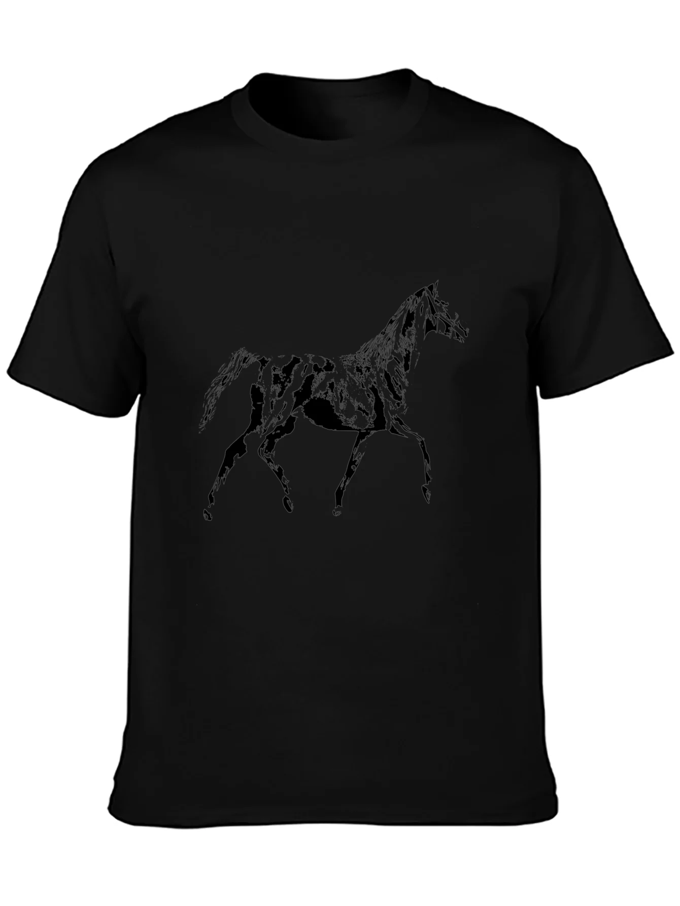 Black Horse Graphic T-Shirt - Mens Casual Tee