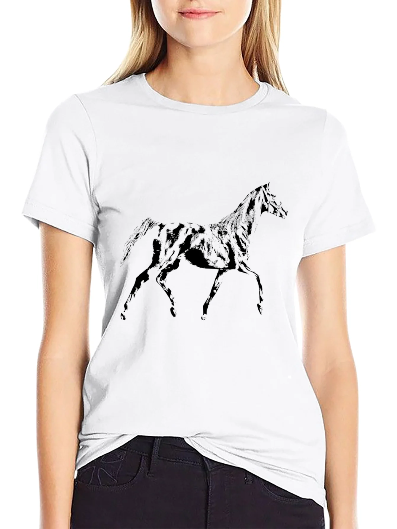 Black Horse Graphic T-Shirt - Mens Casual Tee