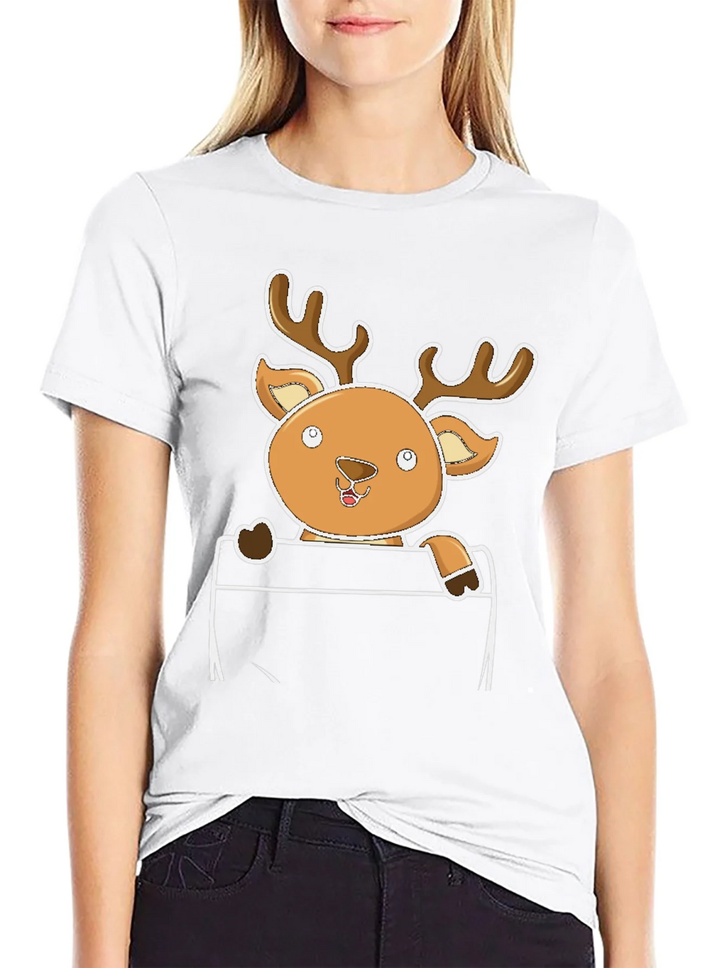 Cute Reindeer Pocket T-Shirt