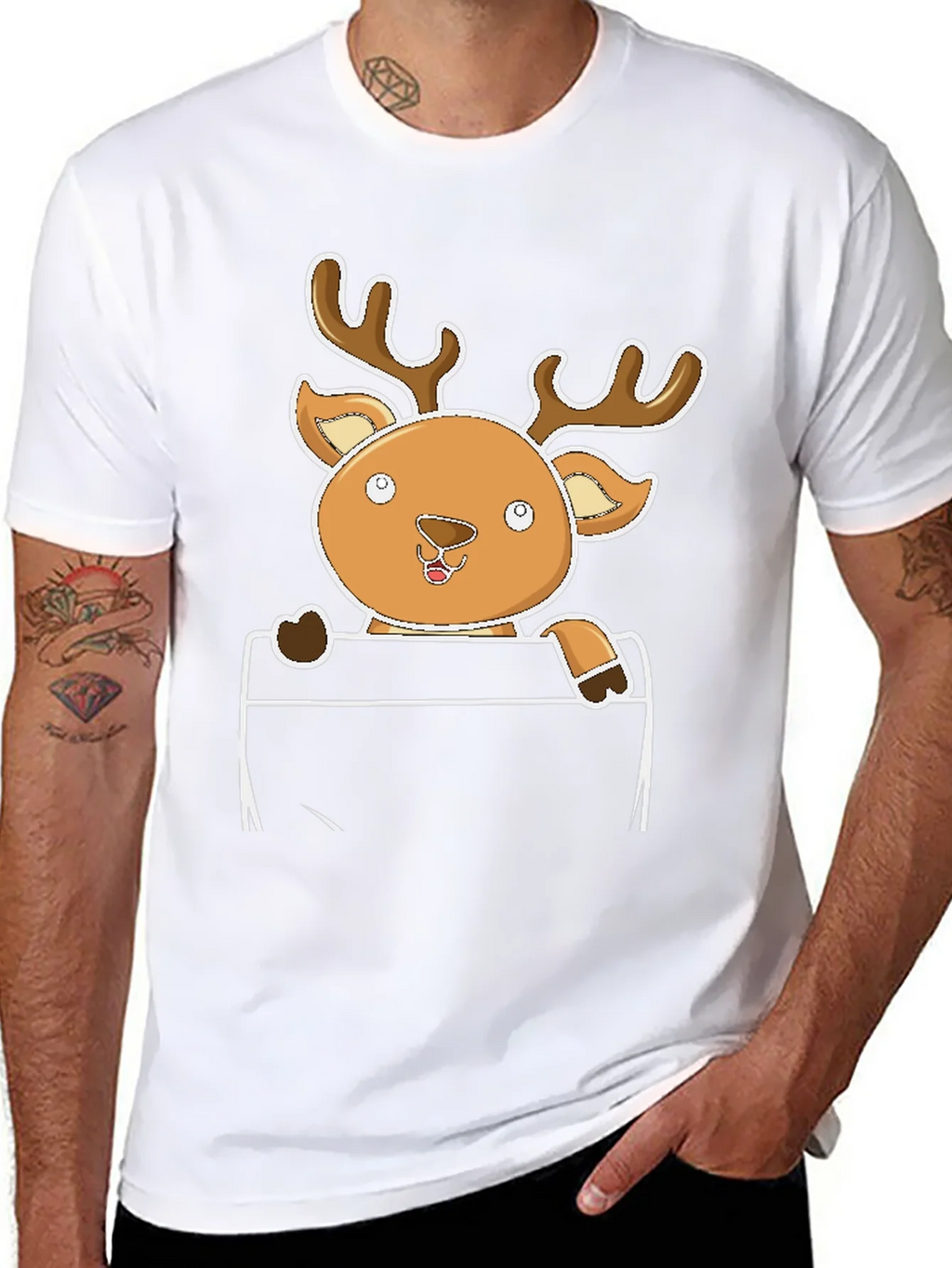 Cute Reindeer Pocket T-Shirt