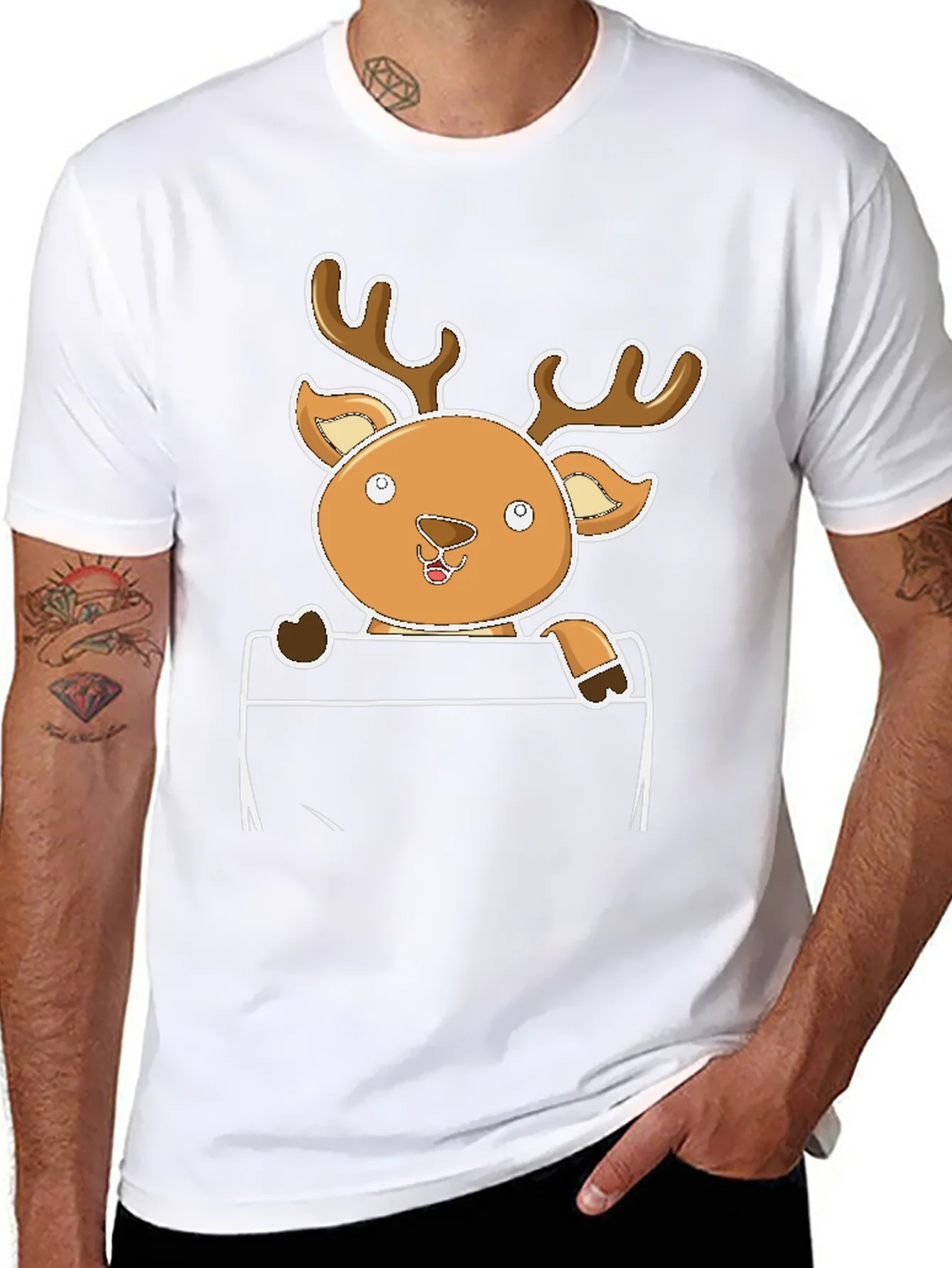 Cute Reindeer Pocket T-Shirt
