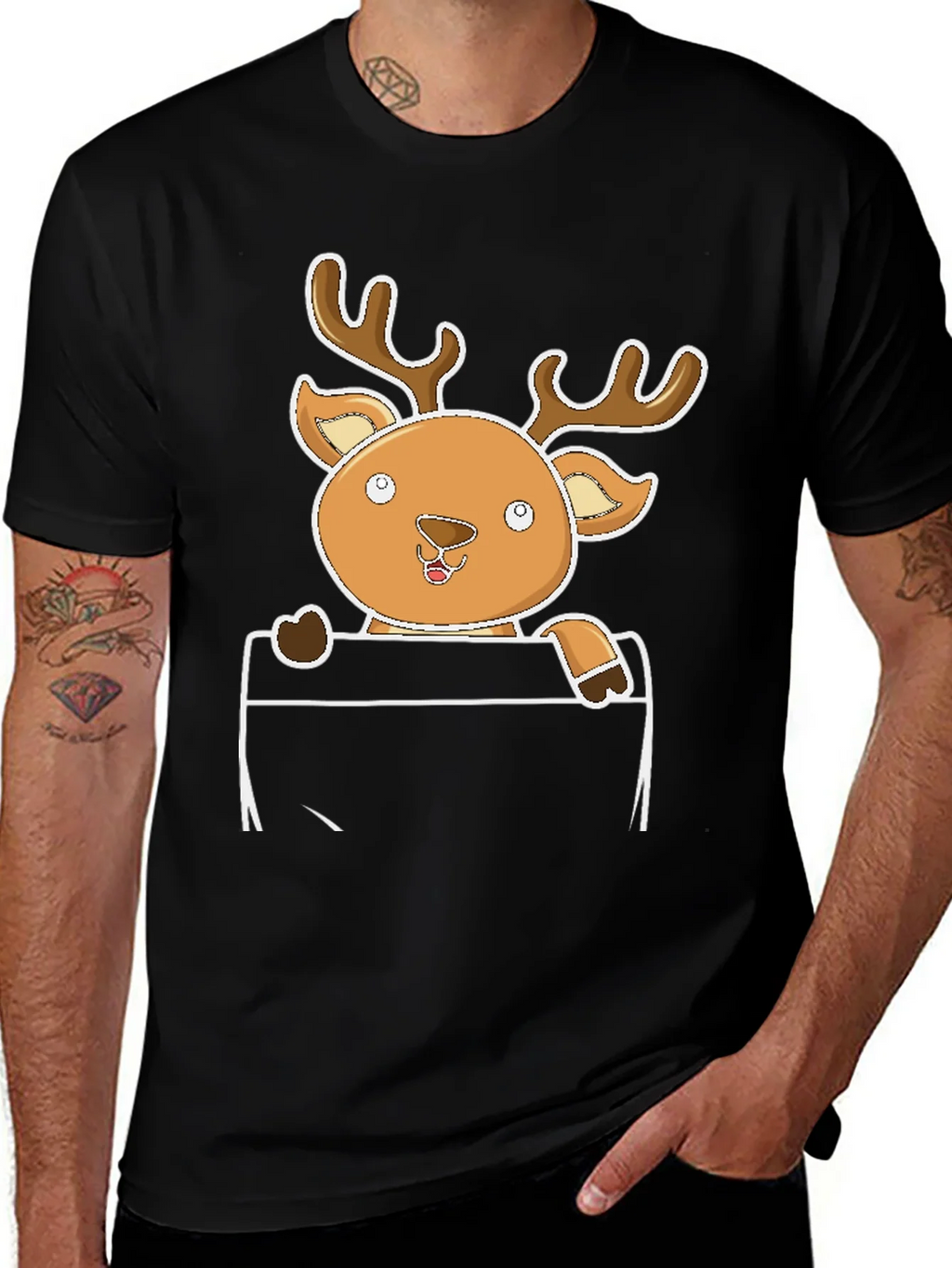 Cute Reindeer Pocket T-Shirt
