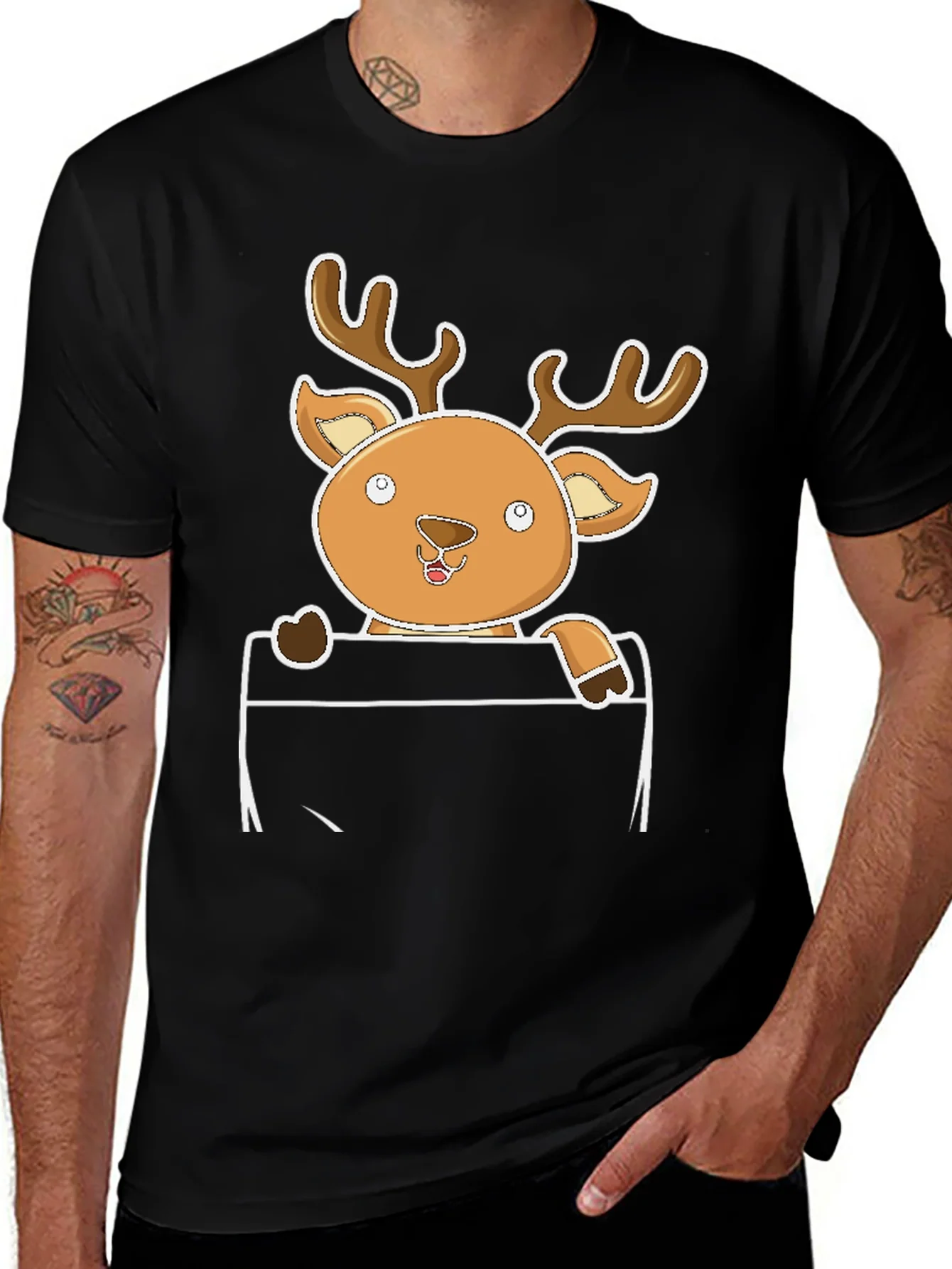 Cute Reindeer Pocket T-Shirt