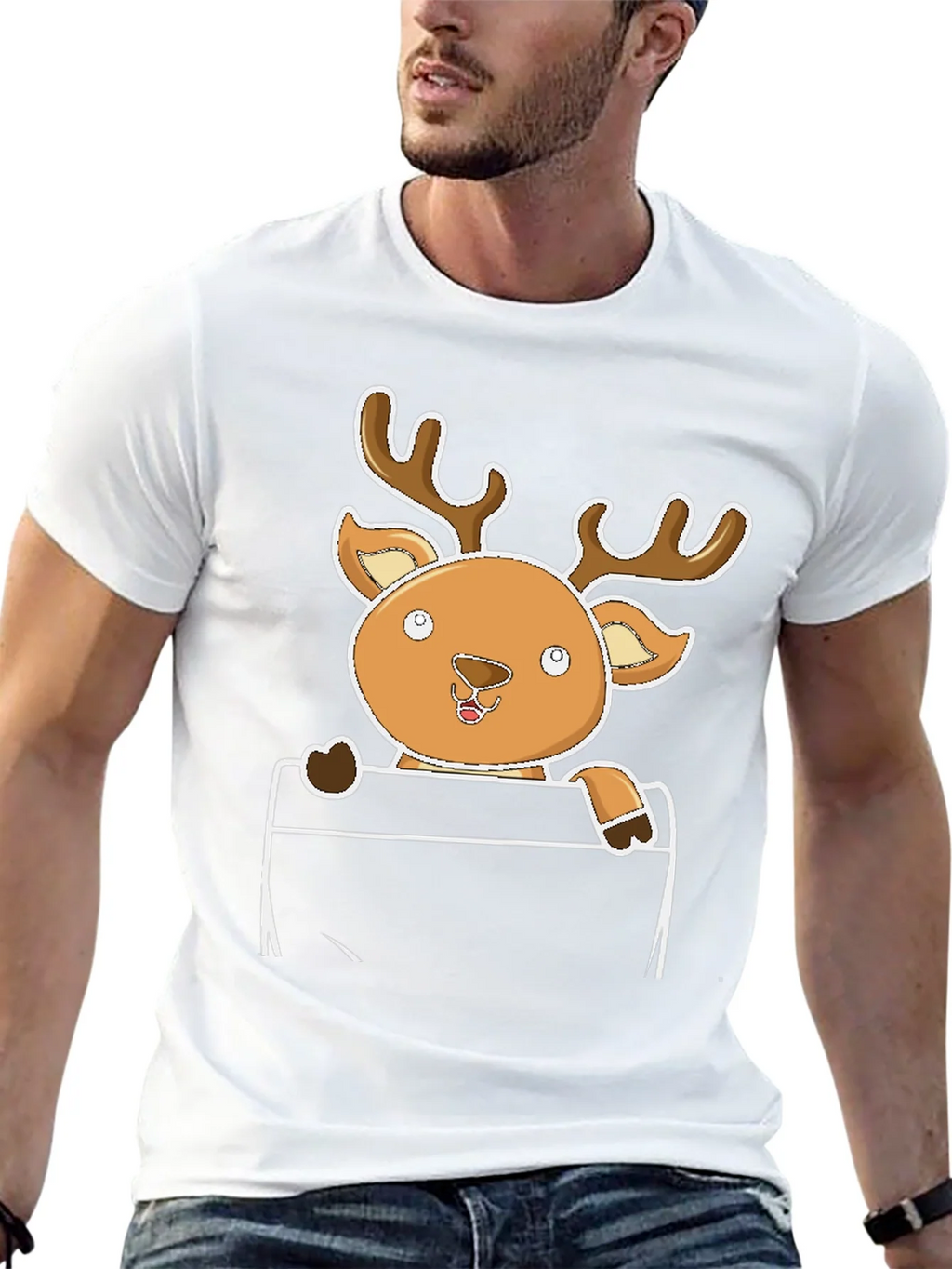 Cute Reindeer Pocket T-Shirt