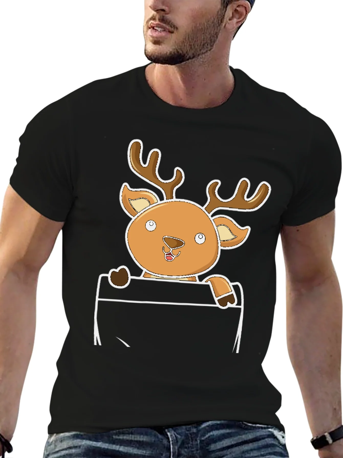 Cute Reindeer Pocket T-Shirt