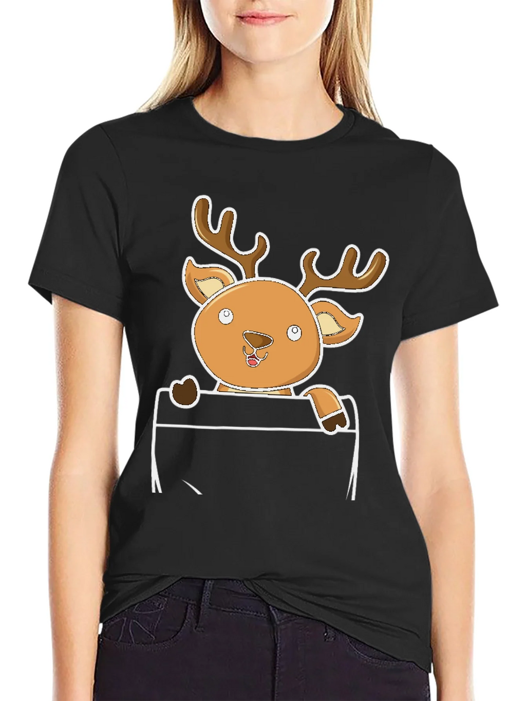 Cute Reindeer Pocket T-Shirt