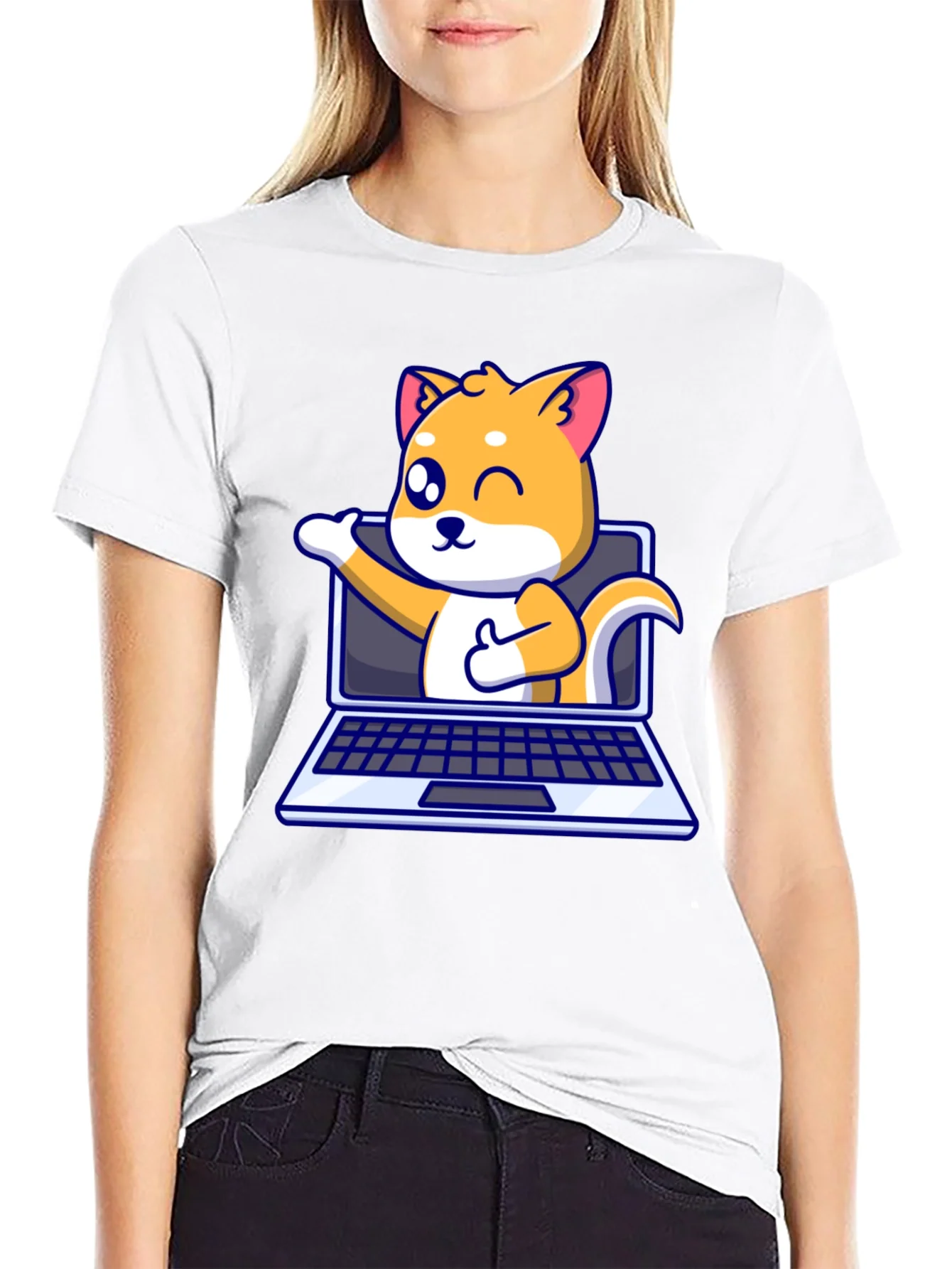 Funny Dog Laptop T-Shirt - Shiba Inu Lover Tee