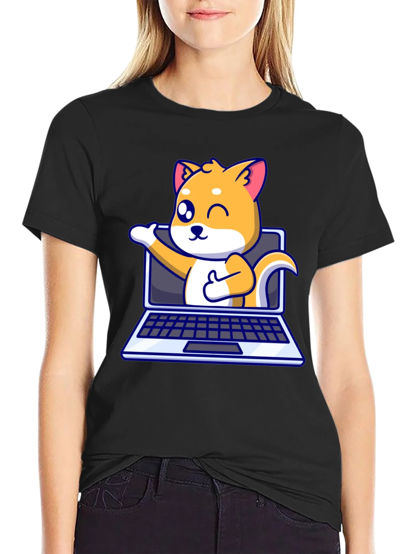 Funny Dog Laptop T-Shirt - Shiba Inu Lover Tee