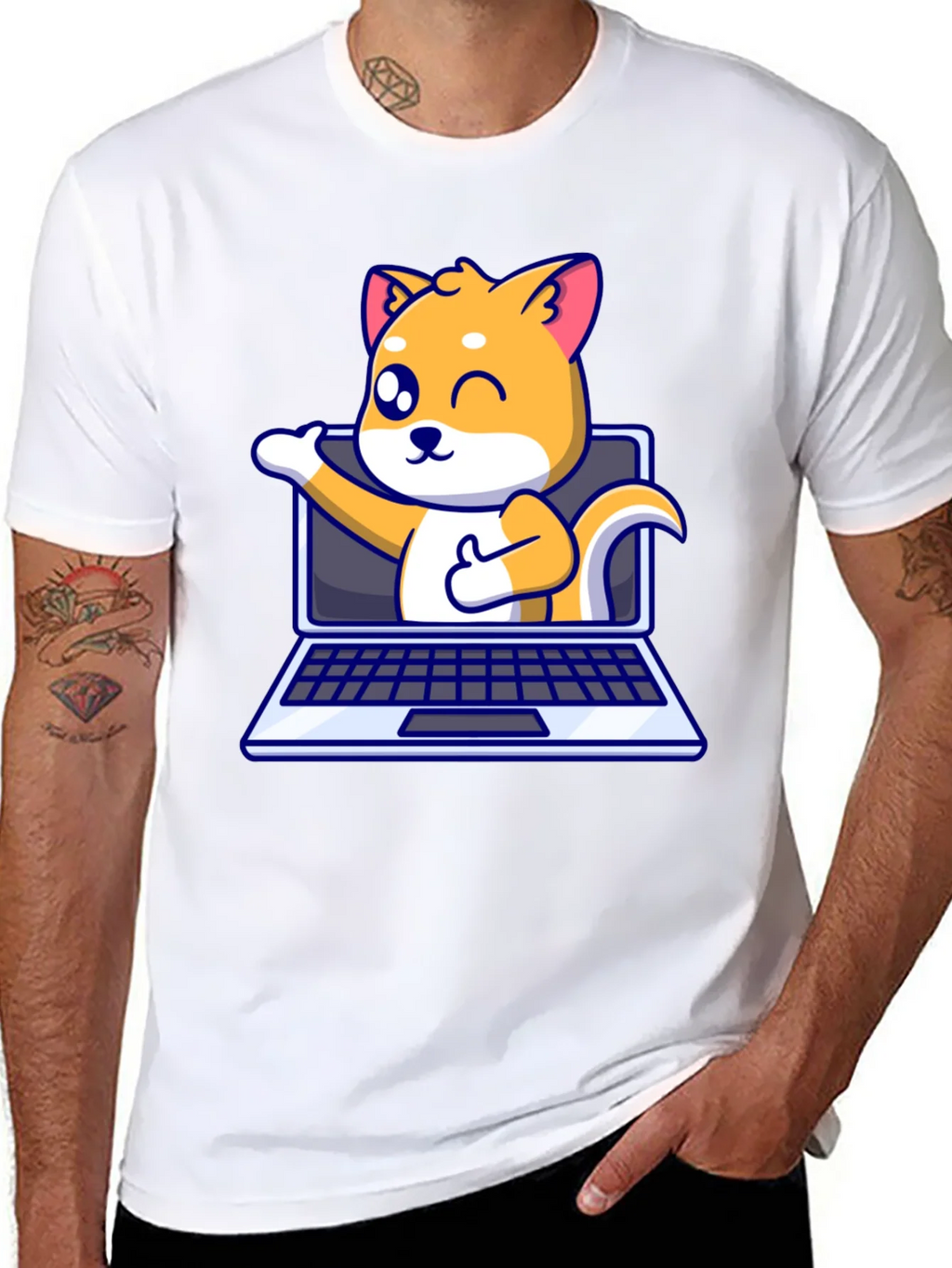 Funny Dog Laptop T-Shirt - Shiba Inu Lover Tee