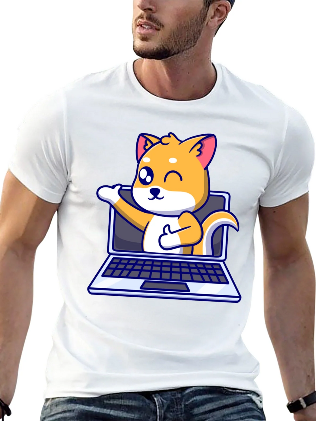 Funny Dog Laptop T-Shirt - Shiba Inu Lover Tee