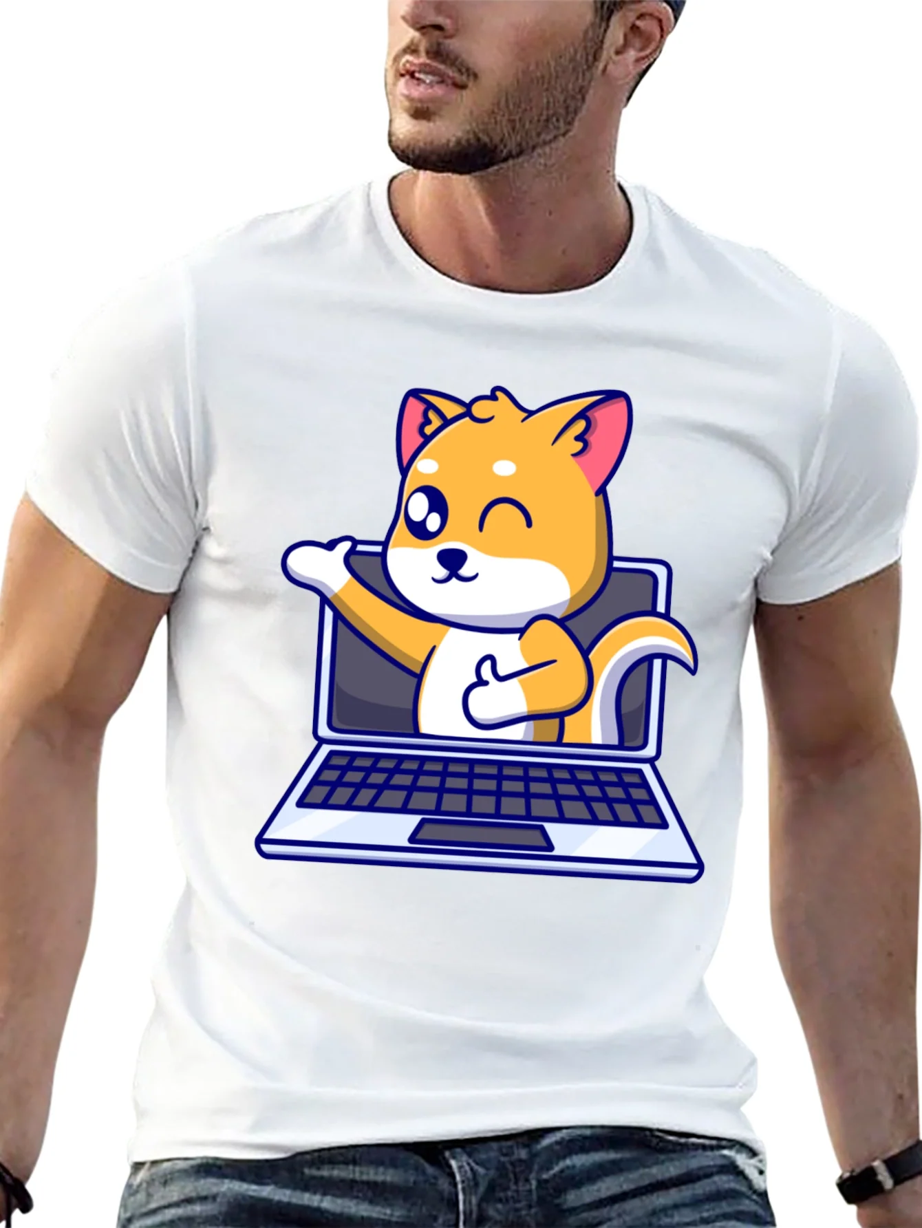 Funny Dog Laptop T-Shirt - Shiba Inu Lover Tee